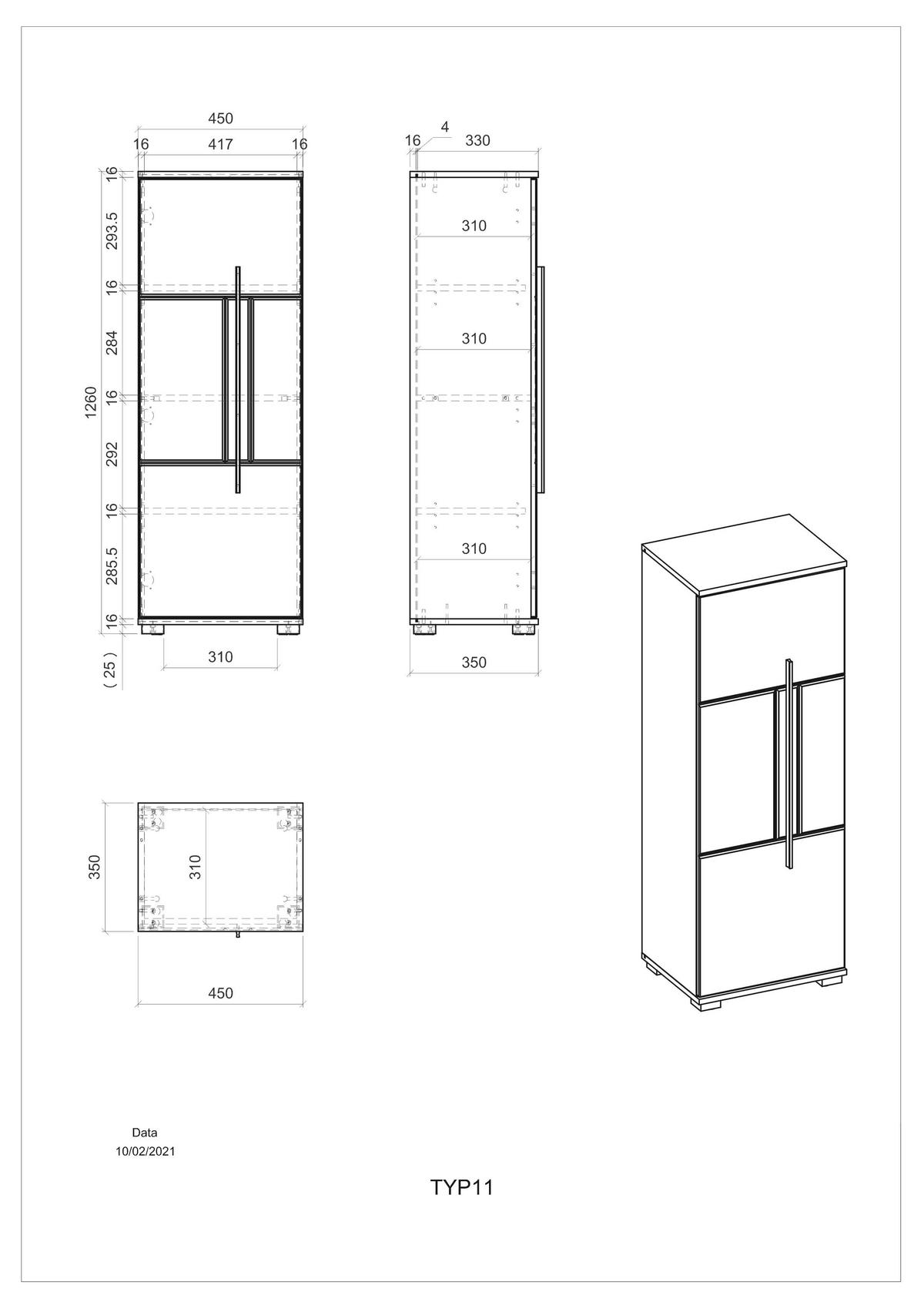 BADSCHRANK M12 Weiß Hochglanz 45/126/35 cm halbhoch links - Weiß Hochglanz, Holzwerkstoff (45/126/35cm) - Livojo