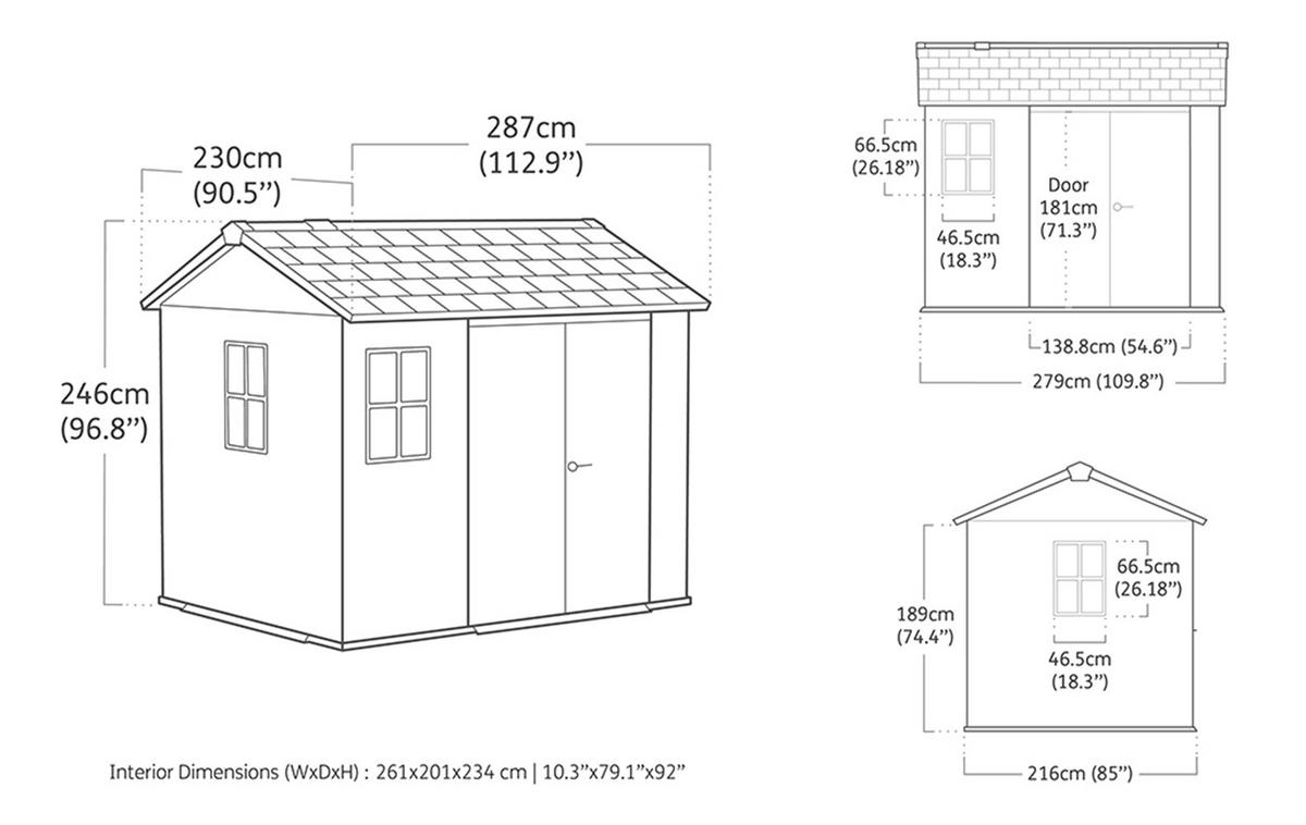 GARTENHAUS Newton - Grau, Kunststoff (230/246/287cm) - Keter