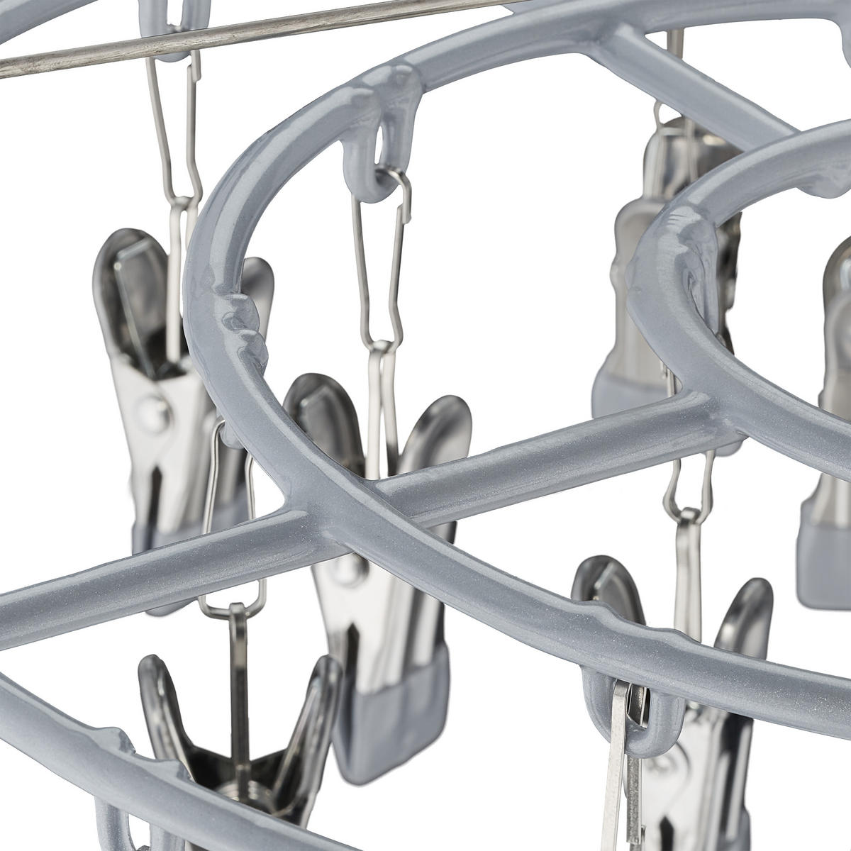 SUŠIČKA ponožiek - strieborná, kov/plast (33.5/29/33.5cm) - Relaxdays