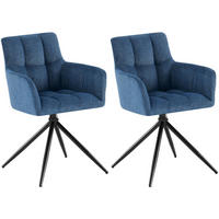 ARMLEHNENSTUHL 2er Set Stoff Dunkelblau - Schwarz/Dunkelblau, Textil/Metall (59/87/59cm) - CLP