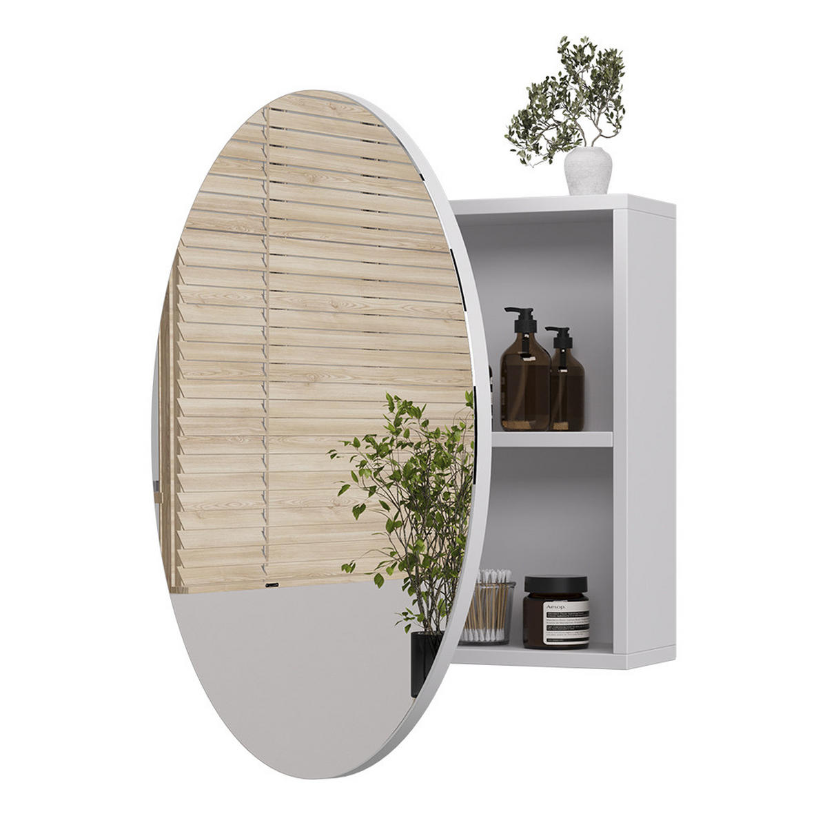 BADSPIEGELSCHRANK Loki Weiß 70 x 70 cm mit 2 Fächern - Weiß, Holzwerkstoff (70/70/17.4cm) - Vicco