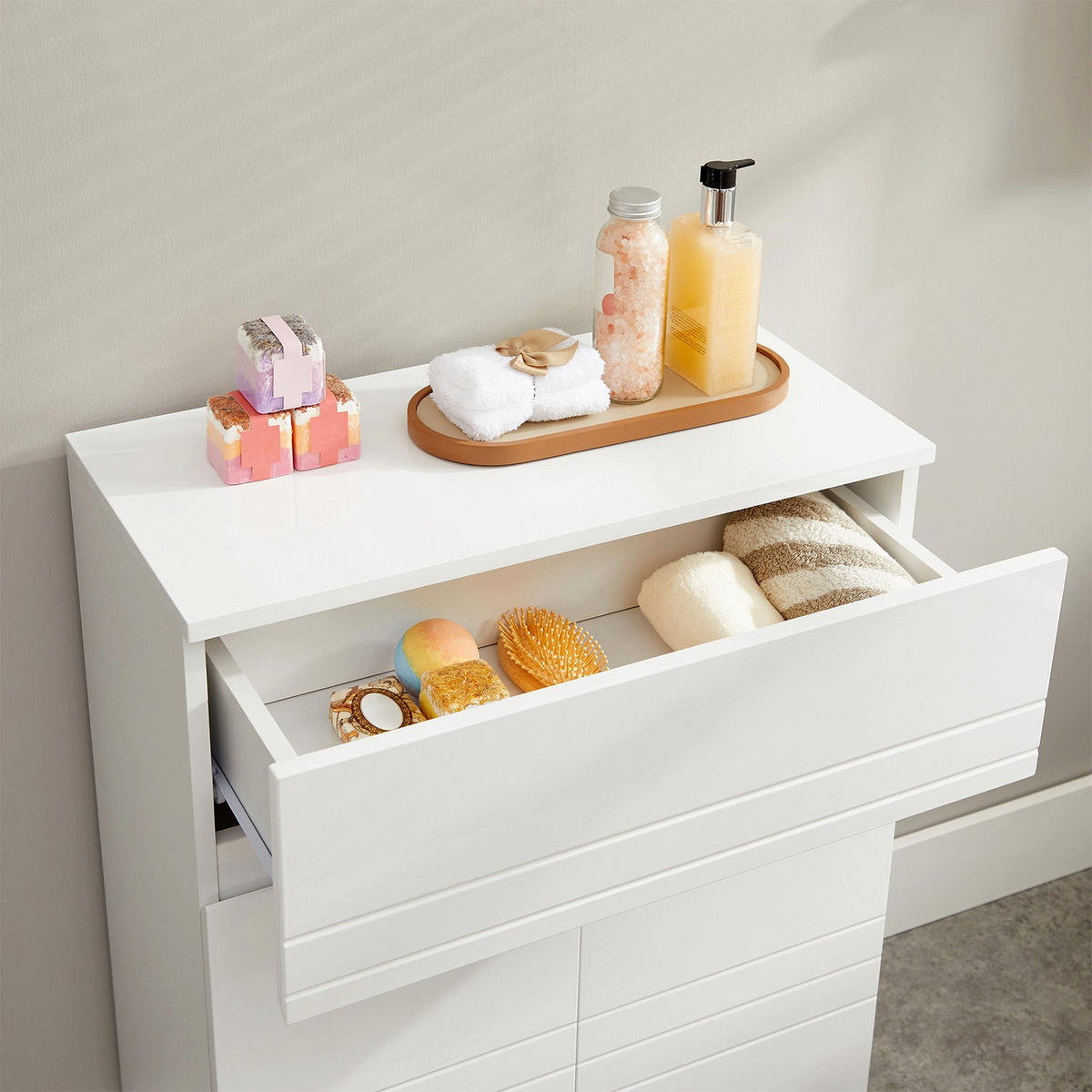 BADEZIMMERSCHRANK SIDEBOARD - Weiß, Holzwerkstoff (30/80/60cm) - Hansiro