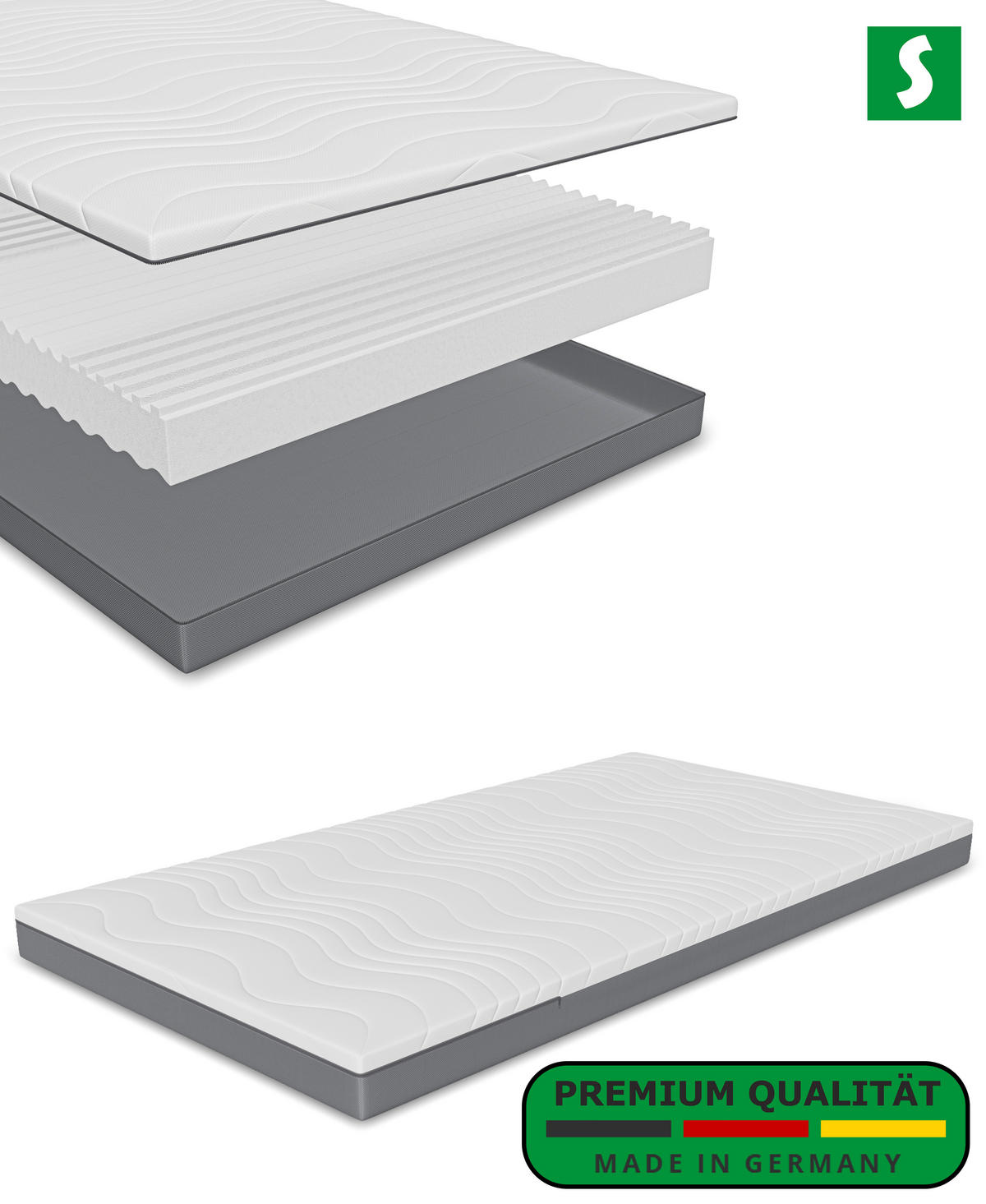 MITTELFEST Komfortable Kaltschaummatratze Öeko-Tex Zertifiziert 160 x 200 cm - Weiß, Textil (160/200cm) - Schlaftroll