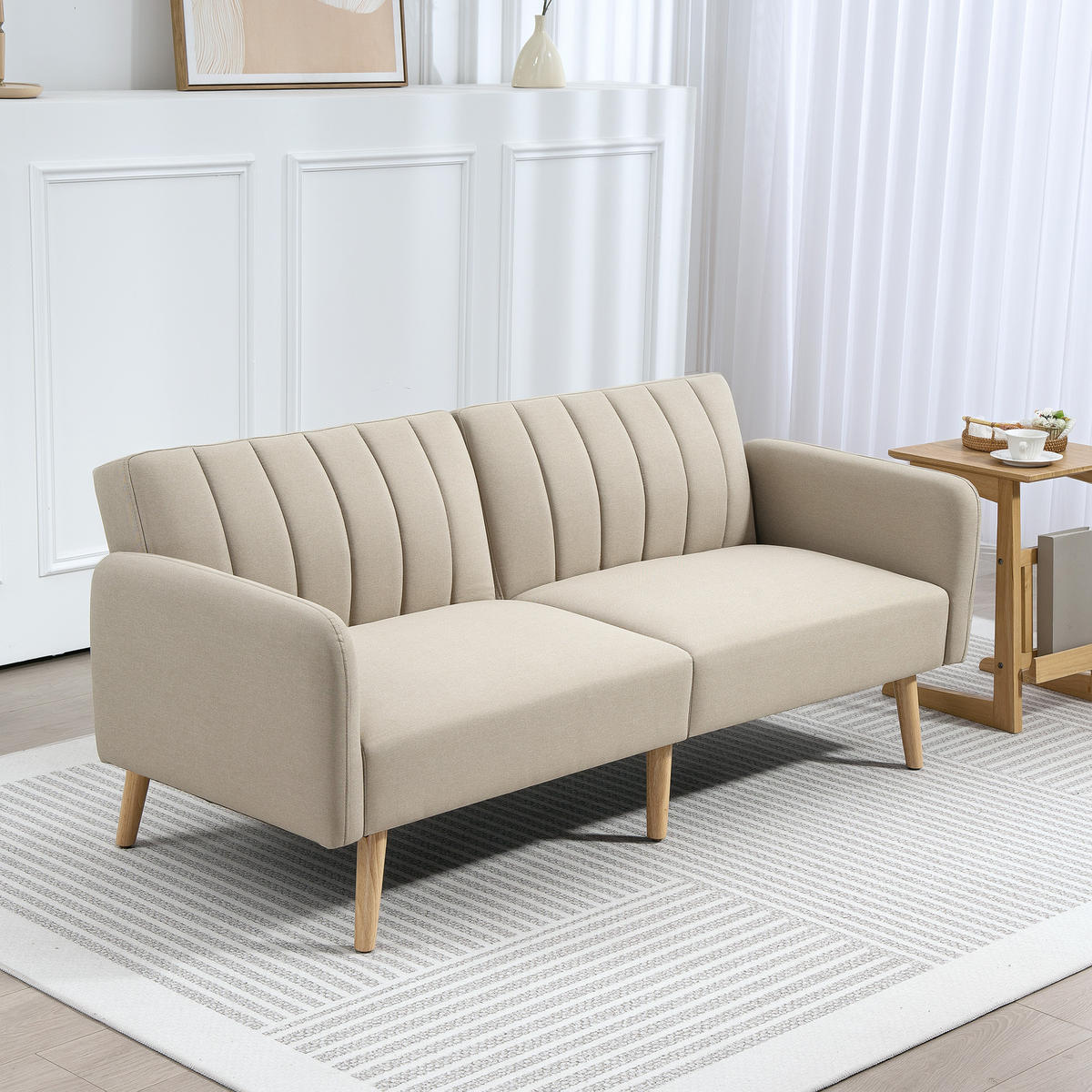 SCHLAFSOFA 2er-Sitz DE-14588 3-fach verstellbare Rückenlehne Beige - Beige, Holzwerkstoff (173/73/75cm) - ComfortXL