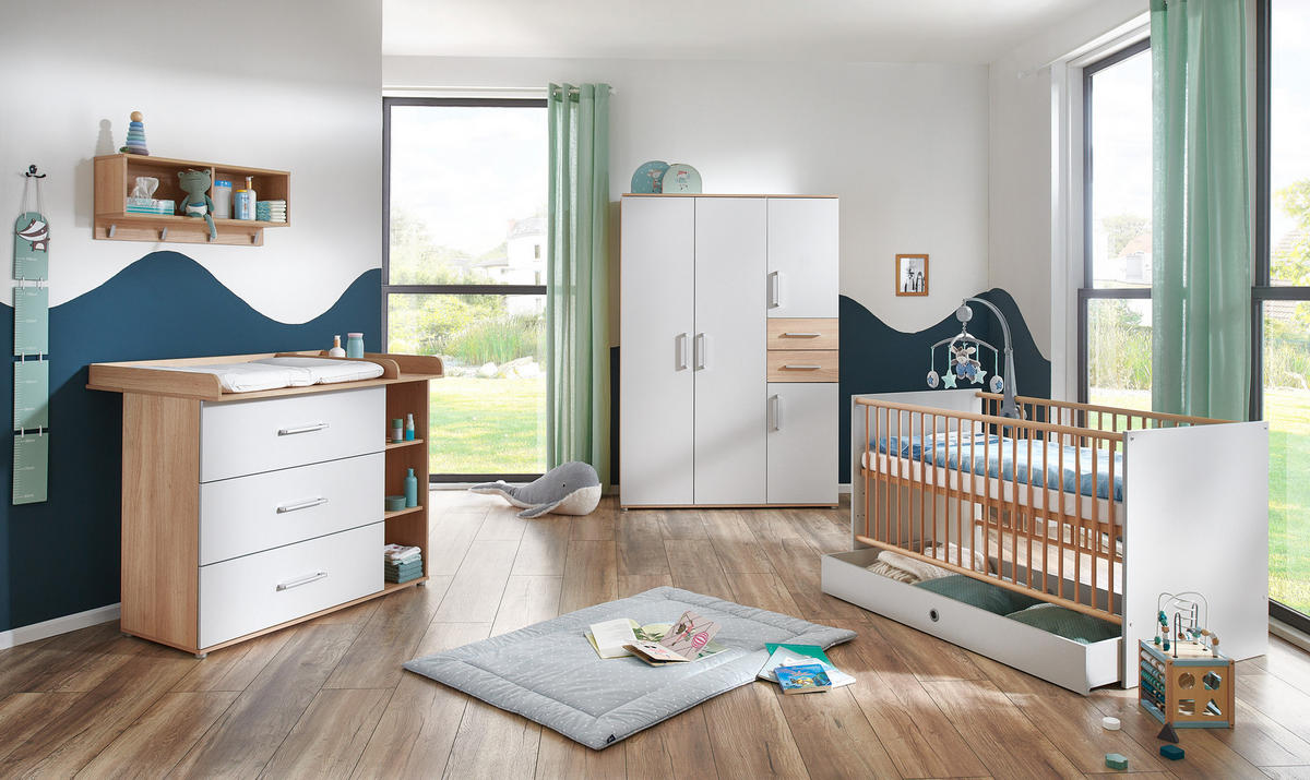 BABYBETT Elina - Eichefarben/Hellgrau, Holzwerkstoff (70/140cm) - arthur berndt
