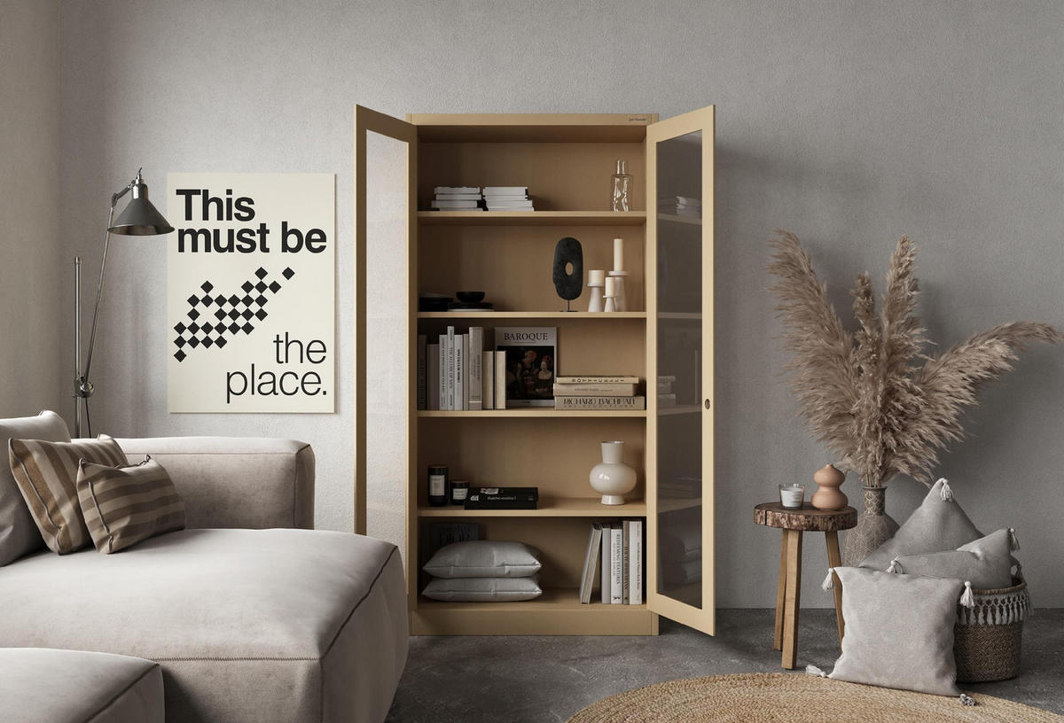 VITRINENSCHRANK Amelia - Beige, Metall (90/185/40cm) - Jan Nowak