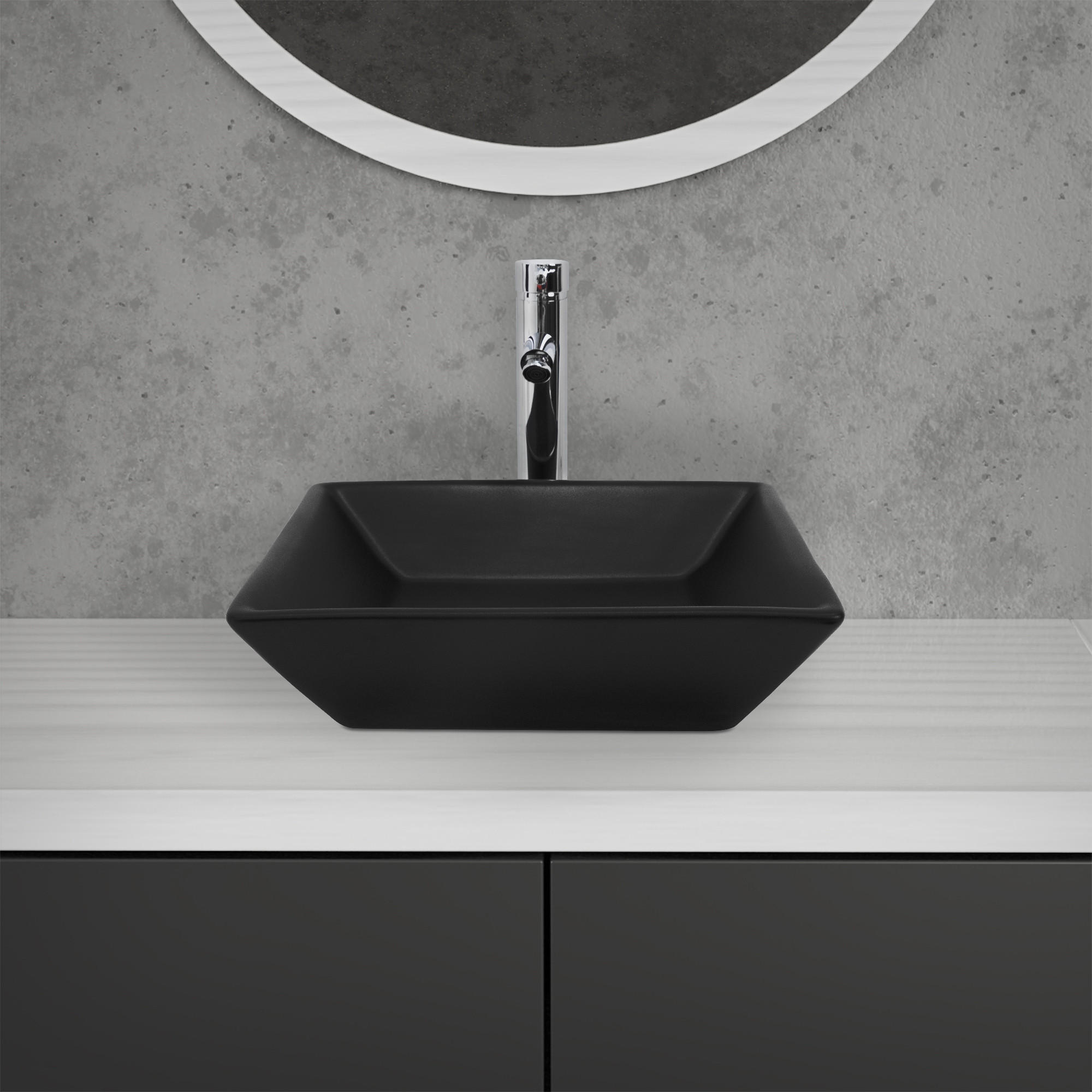 WASCHBECKEN - Schwarz, Keramik (41/12/41cm) - ML-DESIGN