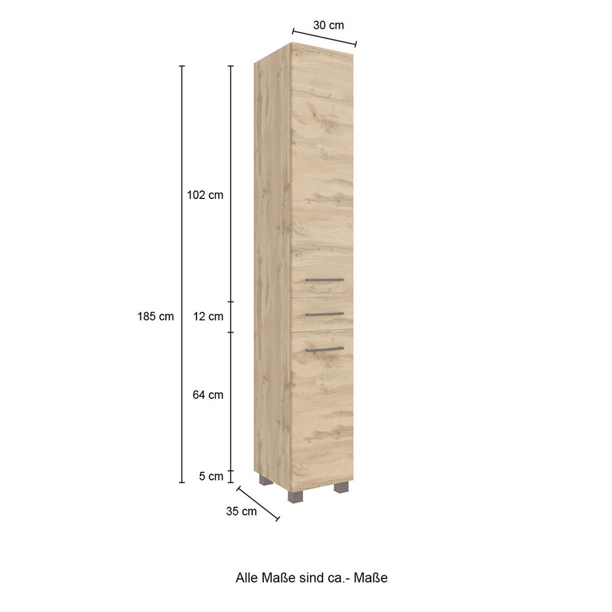 BADMÖBEL-SET 3-TLG. Morisson-03 - Braun, Holzwerkstoff (160/200/50cm) - Lomado