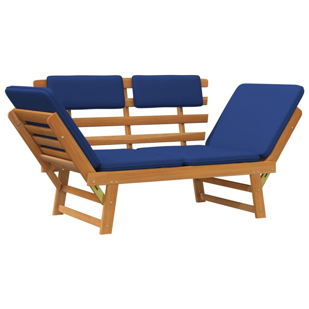GARTENBANK mit Auflagen 2-in-1 190 cm Massivholz Akazie - Blau, Holz (190/74/68cm) - furnicato