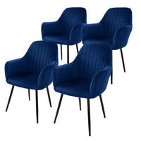 STUHL Samt blau 4er Set - Blau, Metall (60/84/58cm) - ML-DESIGN