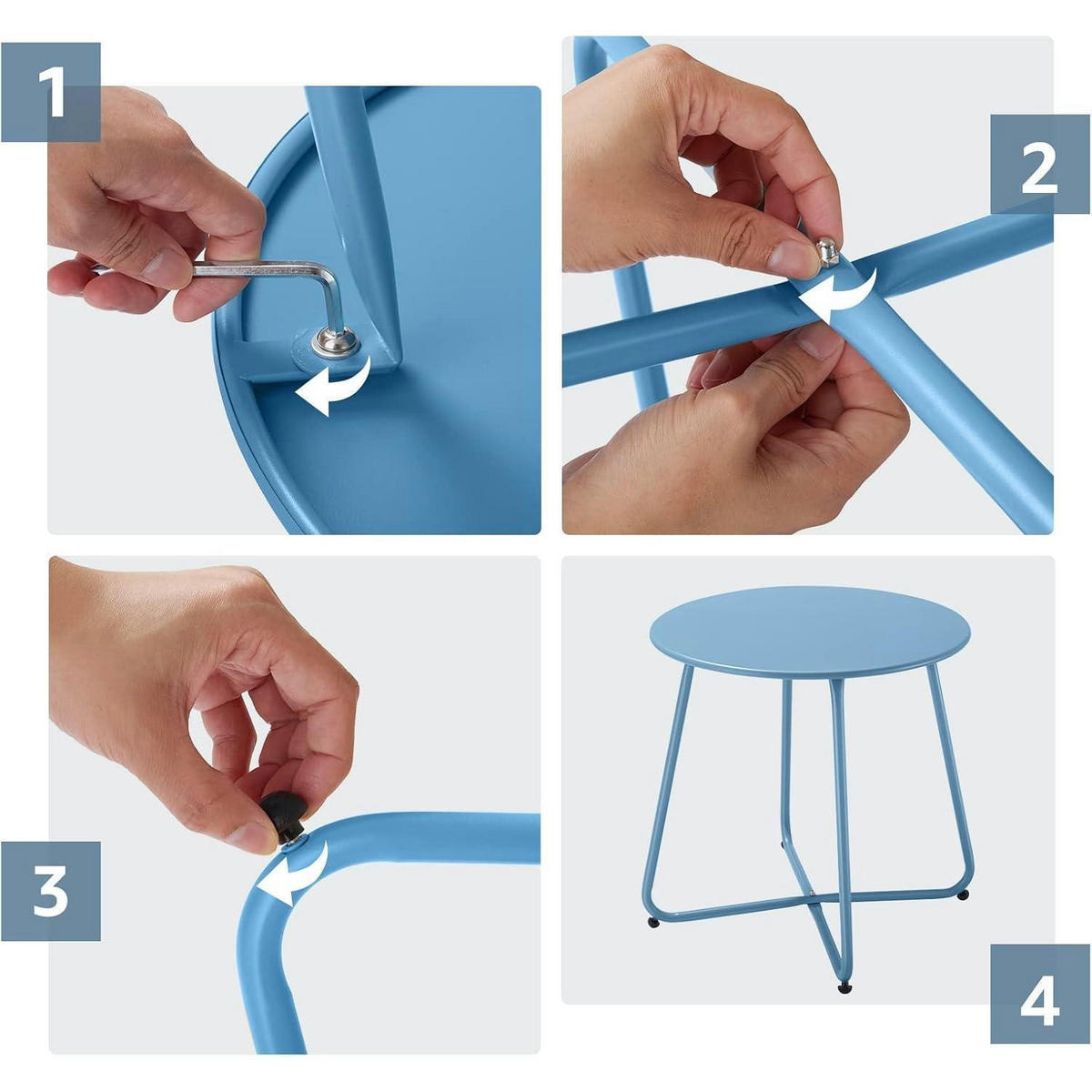 BEISTELLTISCH Metall Blau 45 cm - Hellblau, Metall (45/45/45cm)