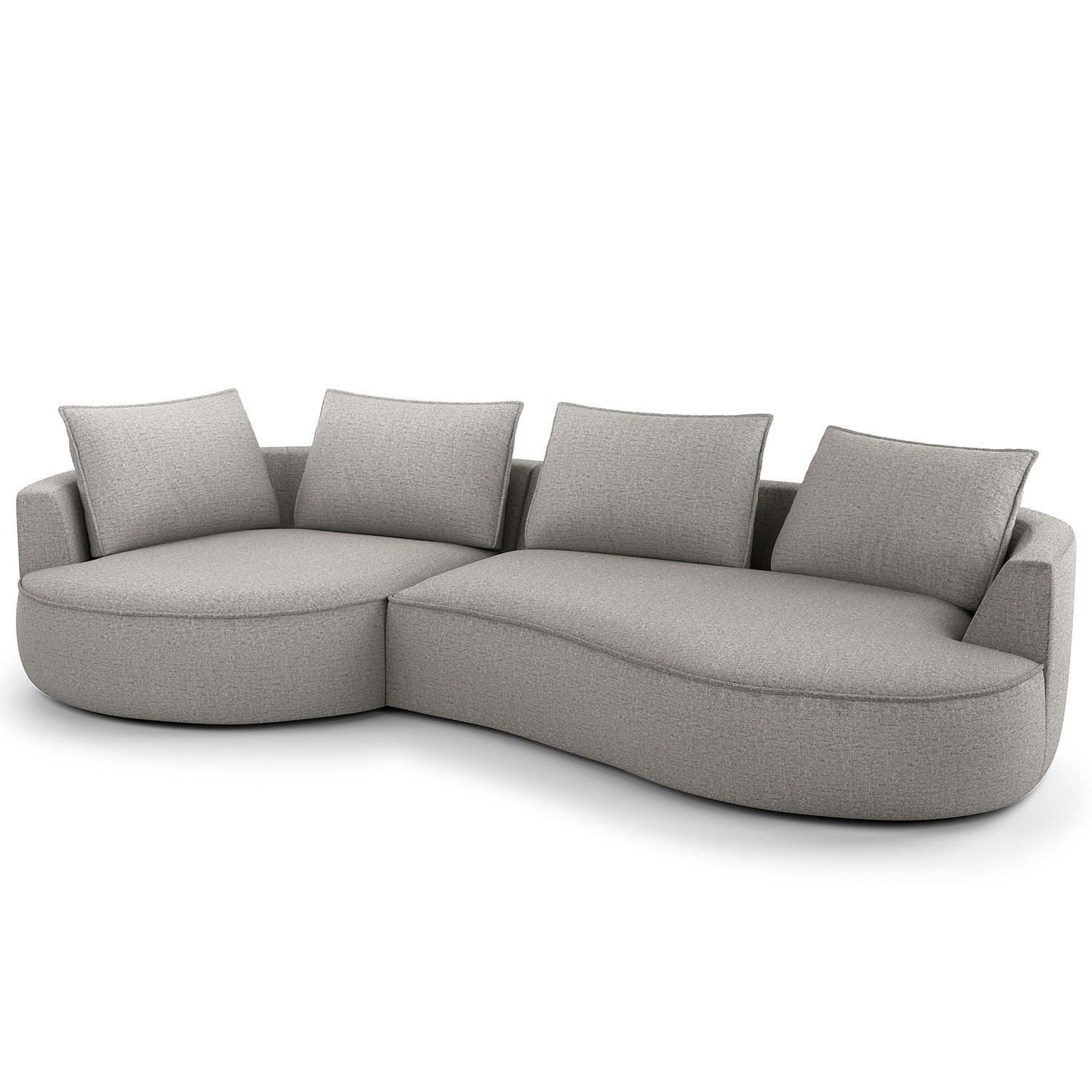 BIGSOFA - Hellgrau/Schwarz, Kunststoff/Textil (322/82/154cm) - home24