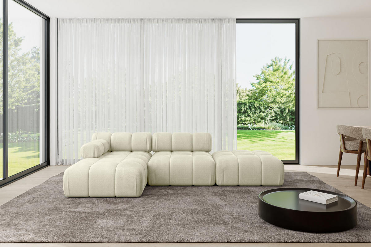 ECKSOFA modulares Sofa Lizur-L1 - 285x160x70 cm Beige Velours - Beige, Holzwerkstoff/Textil (285/160cm) - ALTDECOR