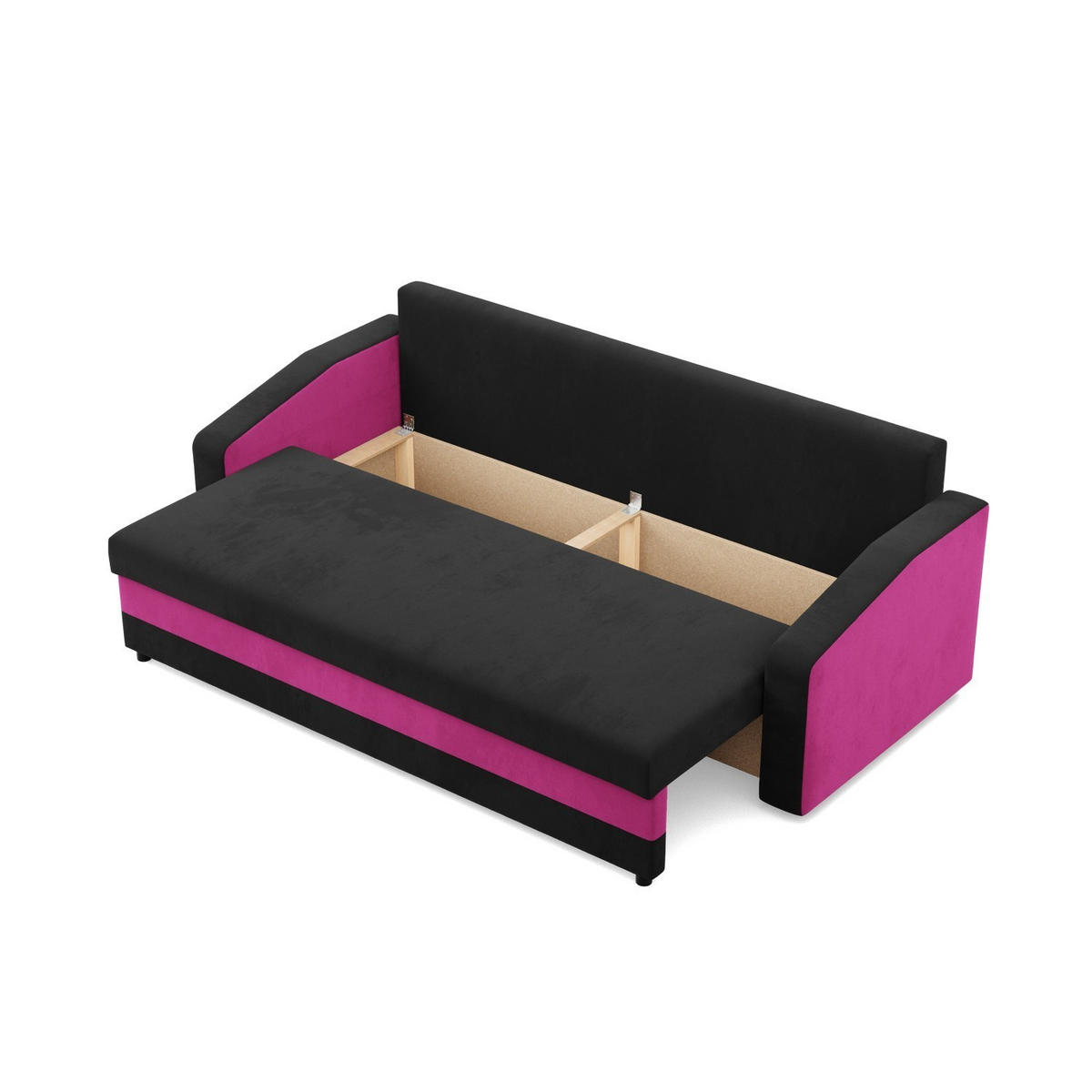 SOFA 3-SITZER MIT SCHLAFFUNKTION ORION, Schwarz + Rosa - Pink/Schwarz, Textil (220/85/92cm)