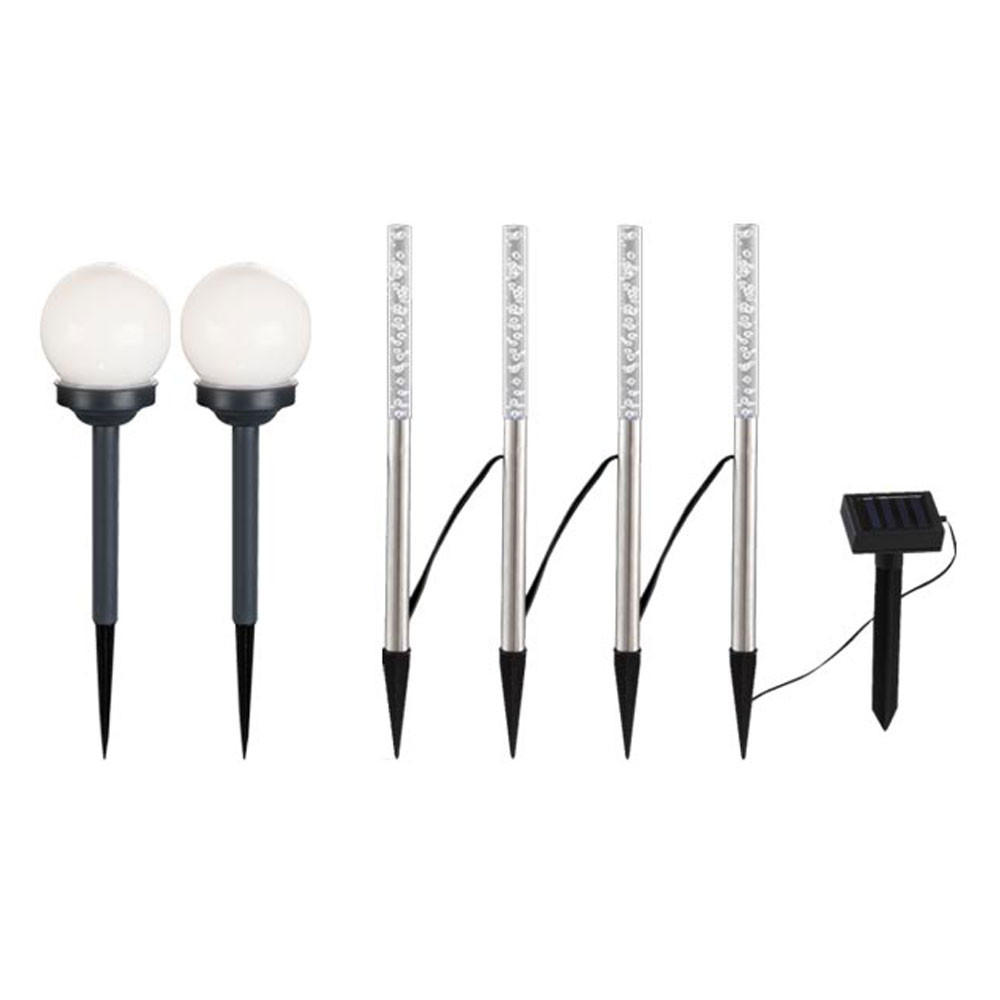 LED AUSSENLEUCHTE Edelstahl Silber 6er Set - Silberfarben, Kunststoff (2/2/48cm) - Globo Lighting