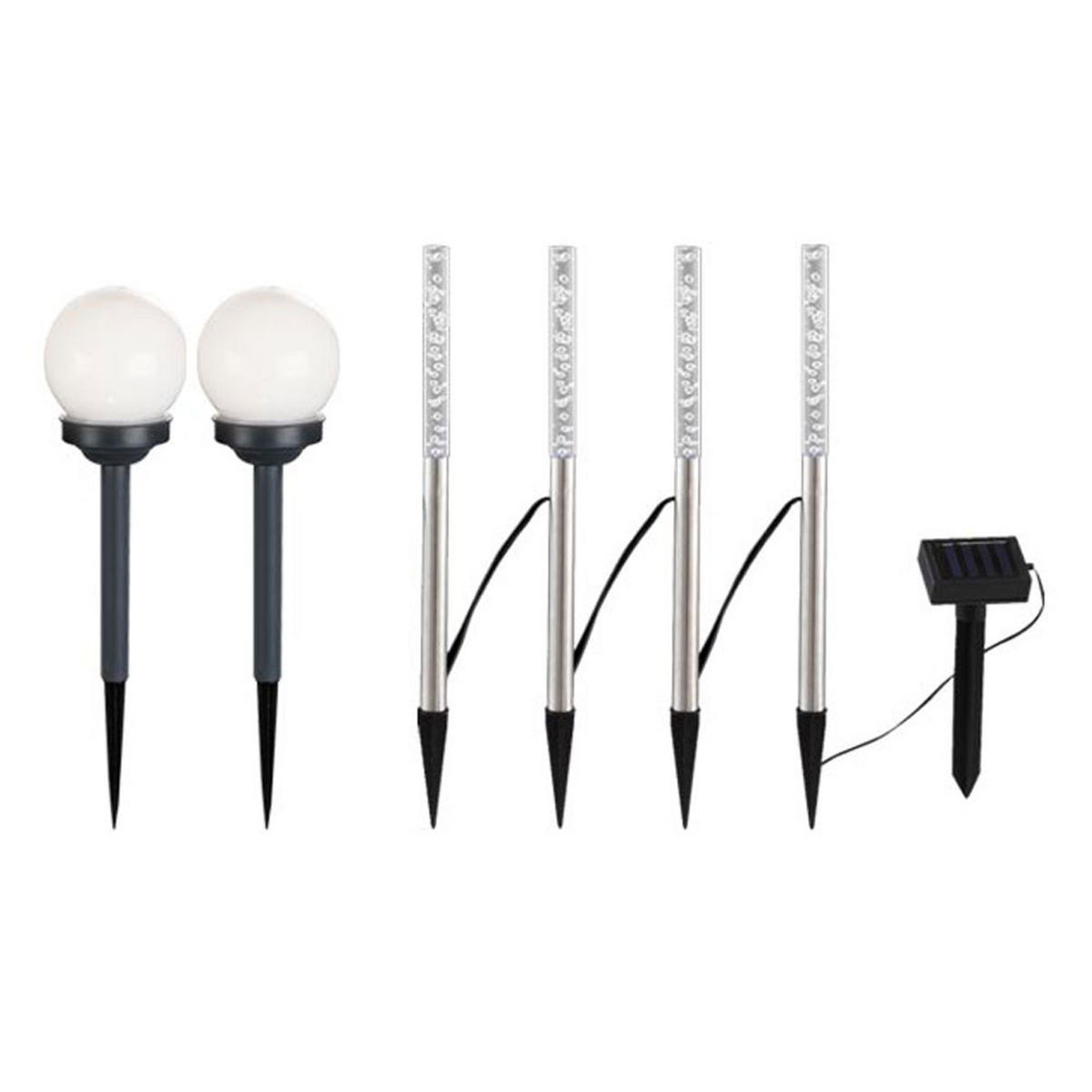 LED AUSSENLEUCHTE Edelstahl Silber 6er Set - Silberfarben, Kunststoff (2/2/48cm) - Globo Lighting