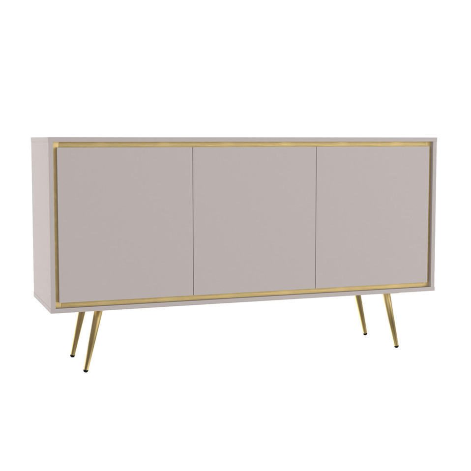 KOMMODE Torina Kaschmir, Türkommode mit Goldbeine - Kaschmir/Goldfarben, Holzwerkstoff/Metall (150/80/40cm) - Bettso