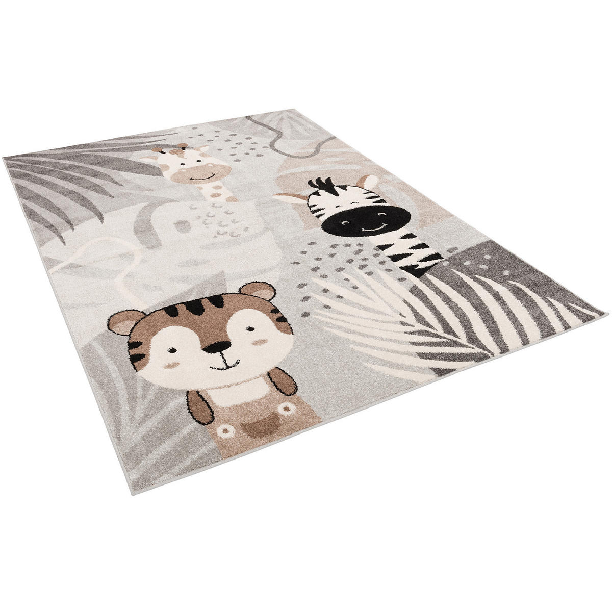 KINDER TEPPICH SOFTSTAR KIDS SAFARI FRIENDS - Grau, Textil (80/150cm) - Pergamon