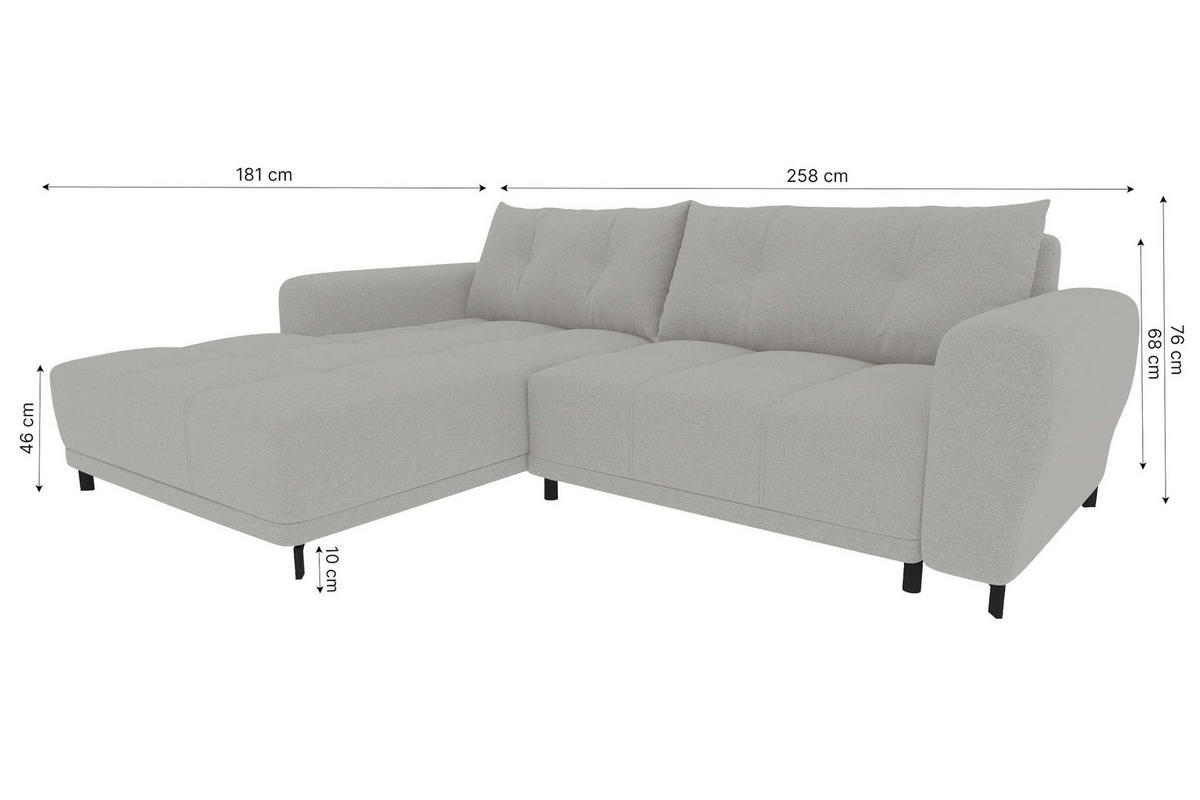 ECKSOFA Massimo Strukturstoff Dunkelblau inkl. Schlaffunktion Links - Schwarz/Dunkelblau, Textil/Metall (246/177cm) - 99rooms