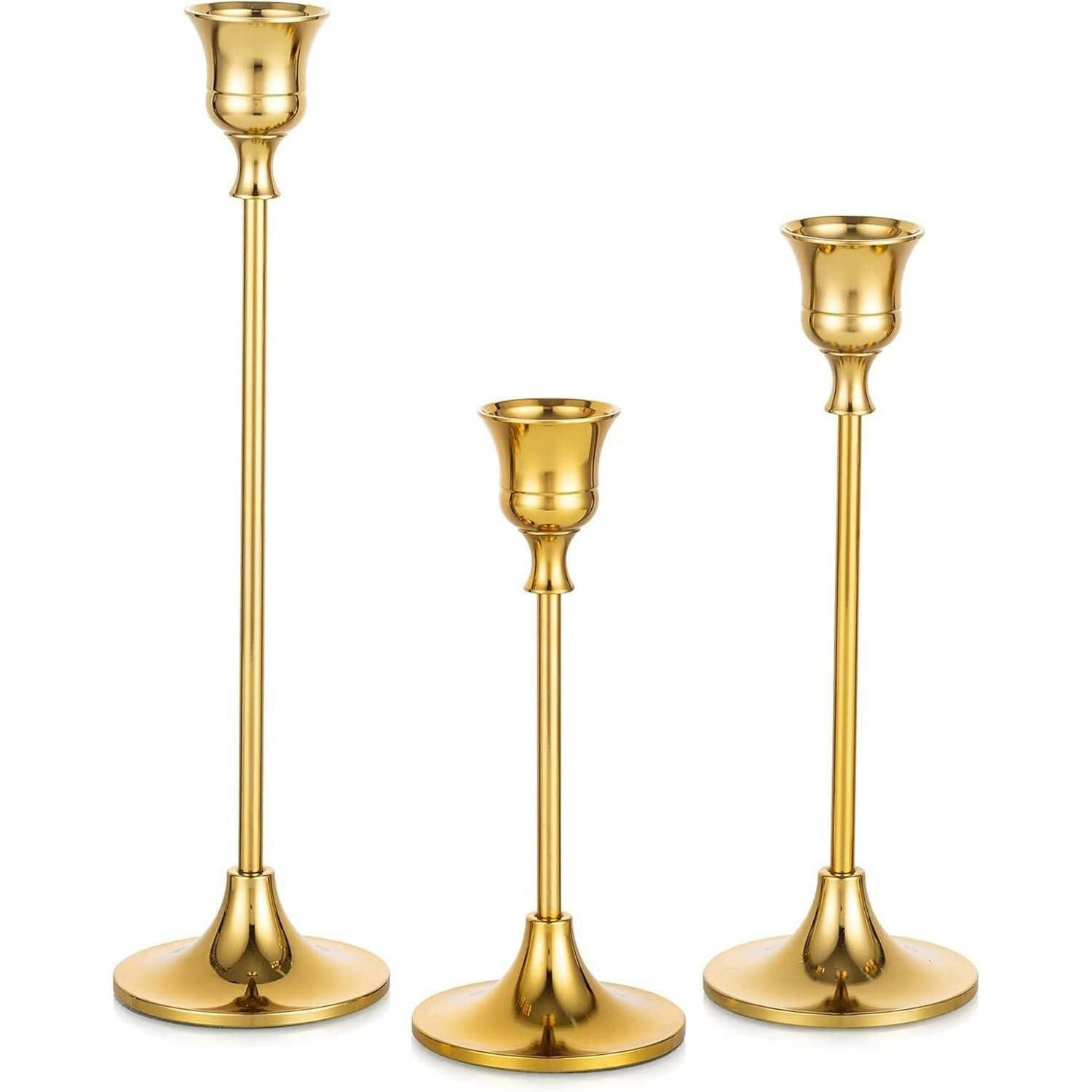 KERZENSTÄNDER 3er Set Metall Gold 15/19/24cm - Goldfarben, Metall (2.7/18.5/23.5cm)