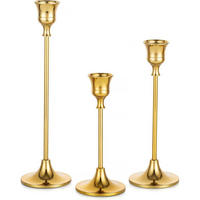 KERZENSTÄNDER 3er Set Metall Gold 15/19/24cm - Goldfarben, Metall (2.7/18.5/23.5cm)