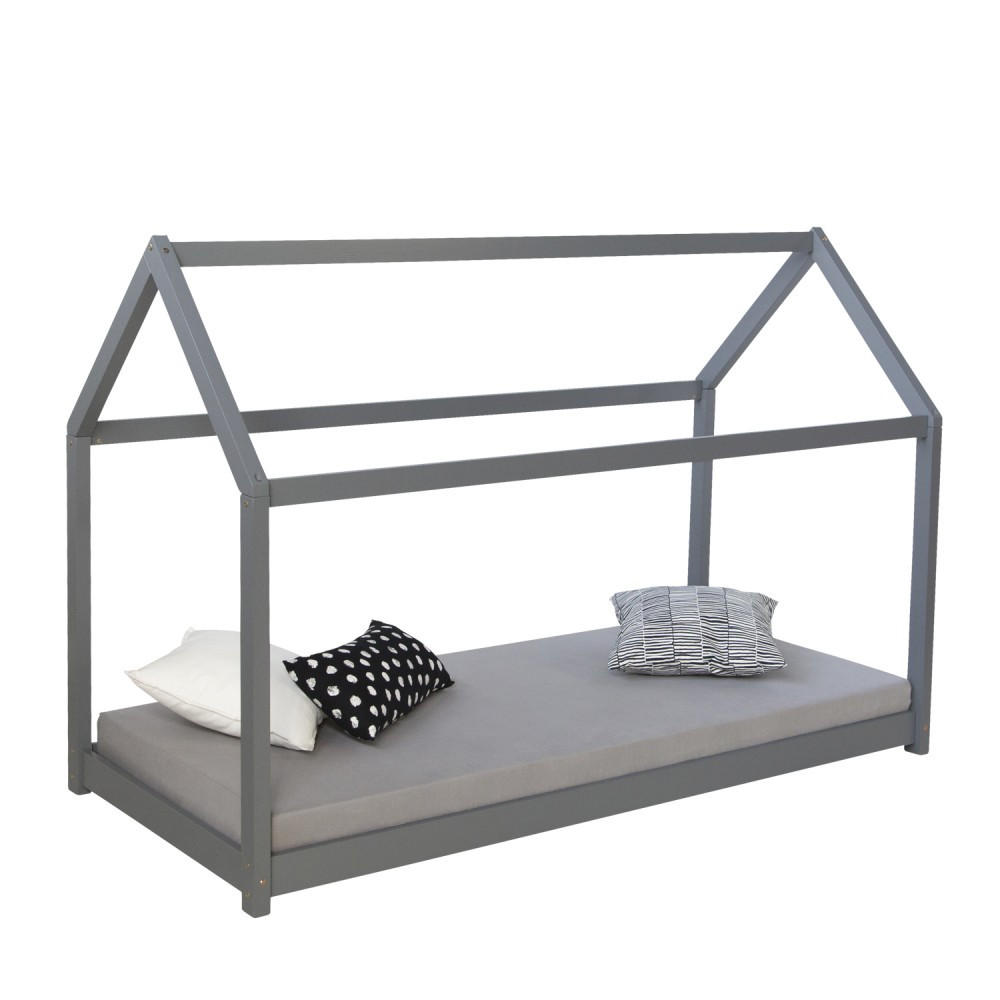 HAUSBETT 80/160 Grau - Grau, Holz (166/137/87cm) - Homestyle4u