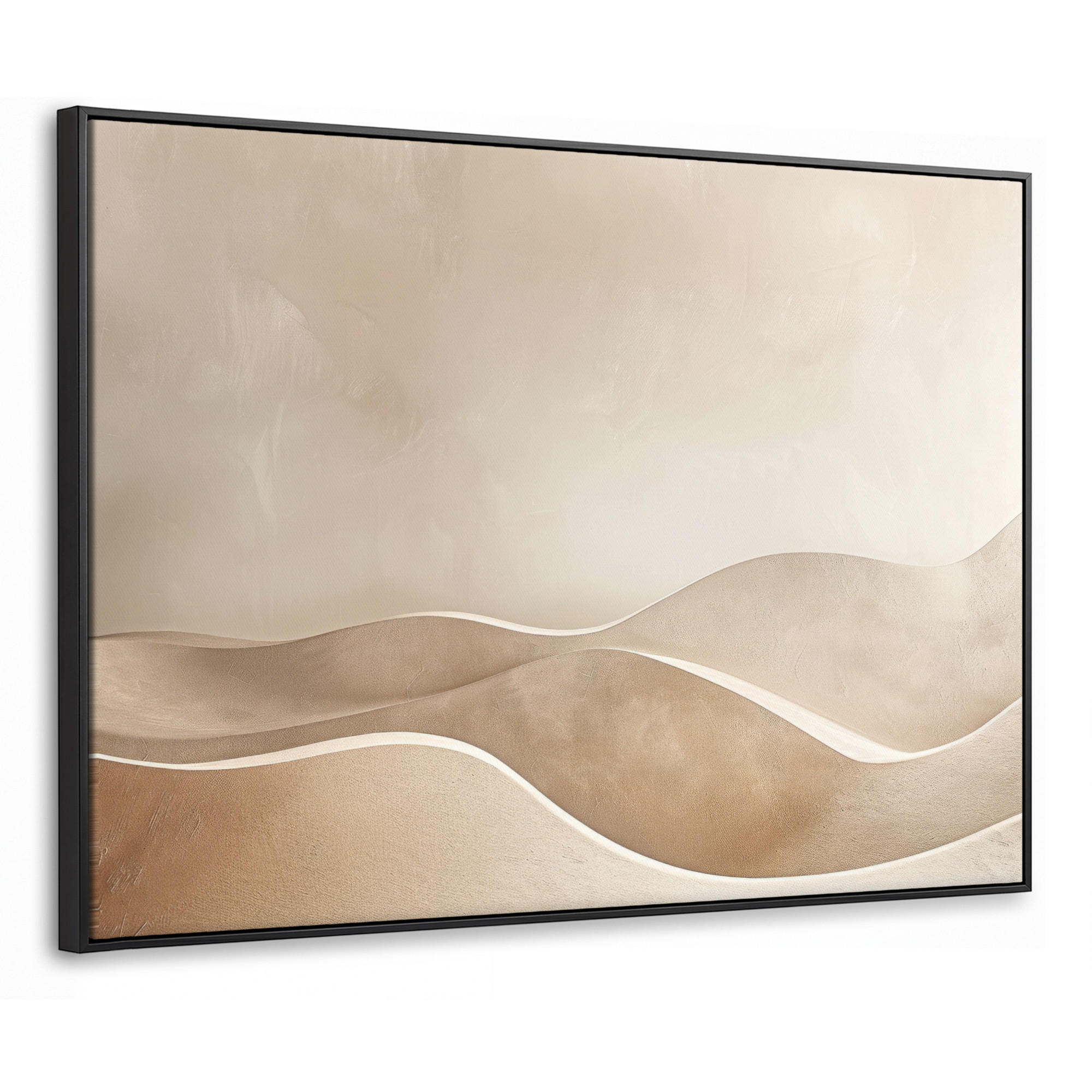 LEINWAND Bilder mit Rahmen - Beige - Natur - Abstrakt - Modern - 100x70 - Beige, Textil (100/70cm) - MuchoWow