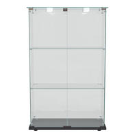 LED-VITRINE, 3-stufig mit Doppeltüren, Schwarzrahmen - Schwarz, Glas (78.5/123.3/35cm) - Joyfair