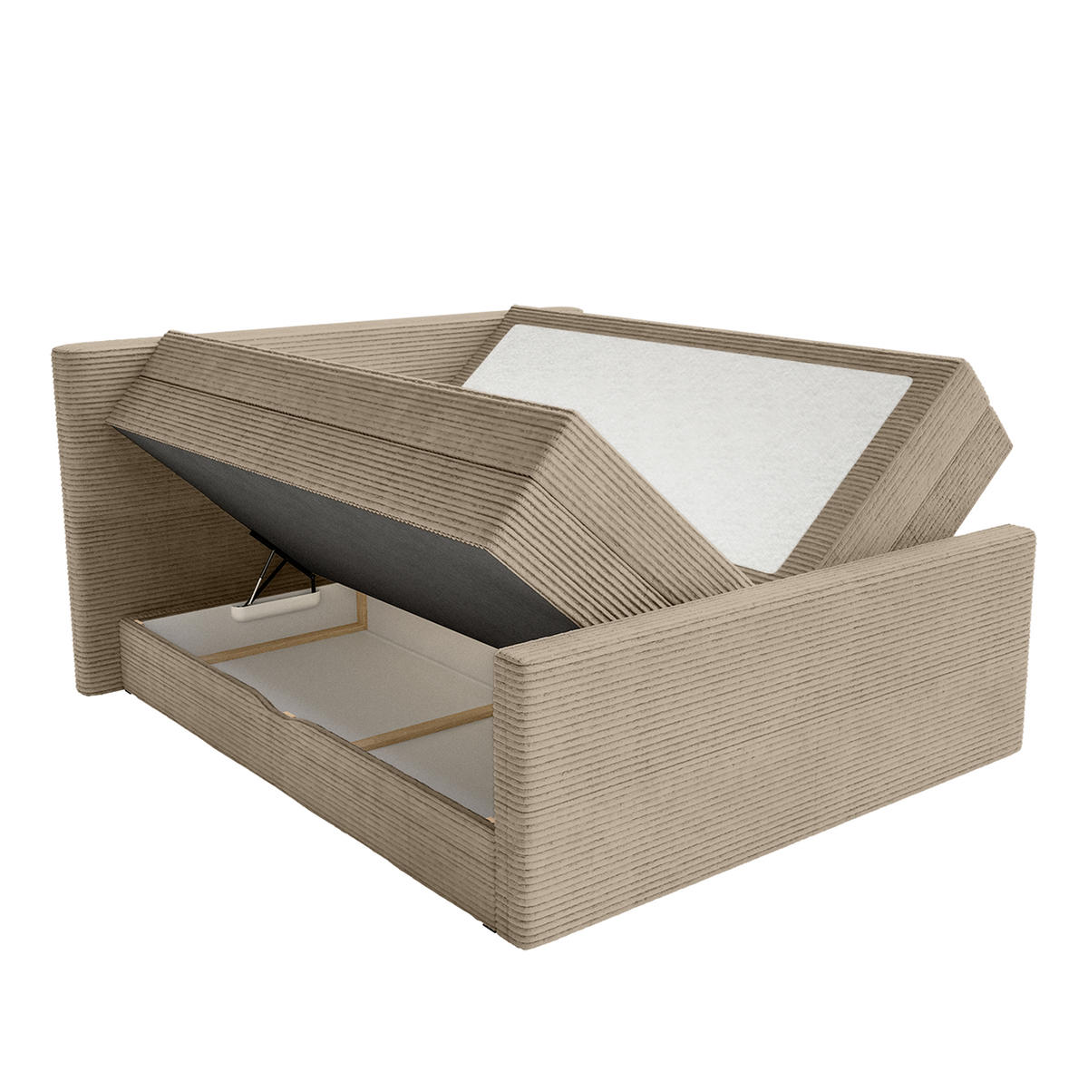 BOXSPRINGBETT Velipoja Cord 140x200 cm, Taupe - Taupe, Textil (140/200cm) - Fedve