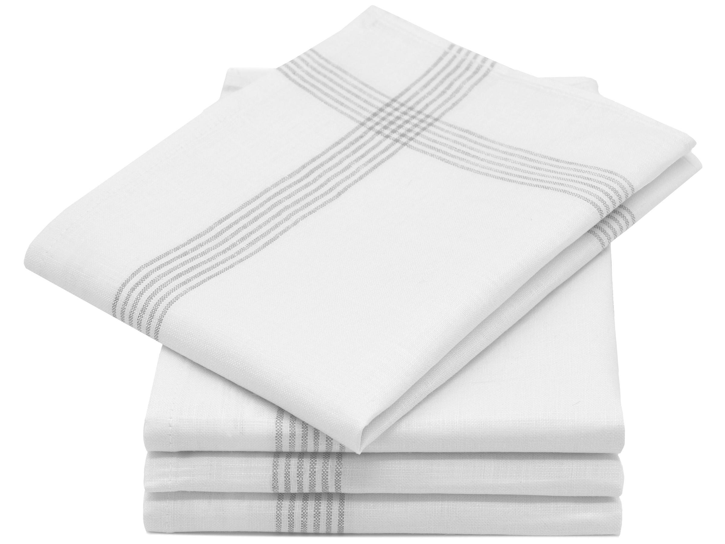 GESCHIRRTÜCHER, 4er-Set, 50x70 cm, 100% Leinen, Weiß - Hellgrau, Textil (50/70cm) - Zollner