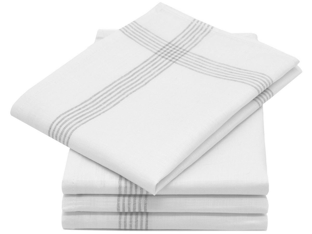 GESCHIRRTÜCHER, 4er-Set, 50x70 cm, 100% Leinen, Weiß - Hellgrau, Textil (50/70cm) - Zollner