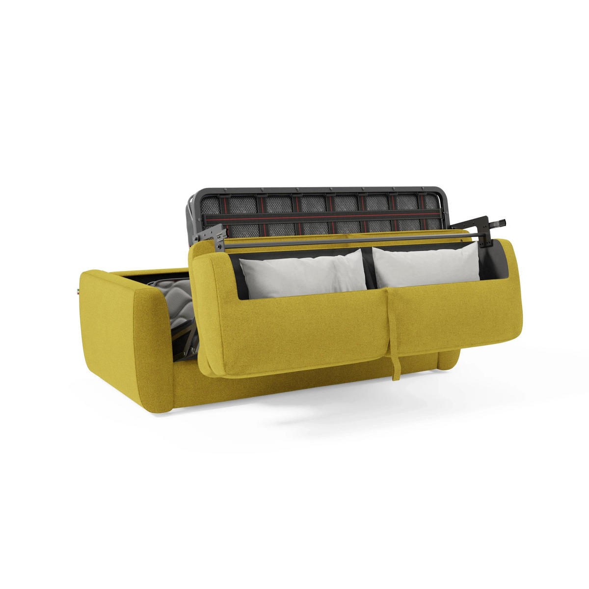 SCHLAFSOFA Leonida - Gelb, Metall (202/92/98cm) - Divani.store