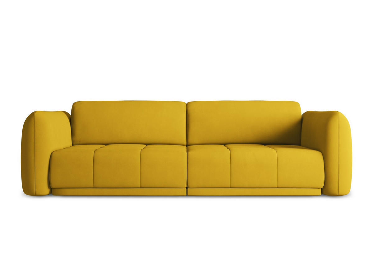 4-SITZER-SOFA Chenille Stoff Gelb - Currygelb/Gelb, Kunststoff/Textil (250/74/105cm) - Makamii