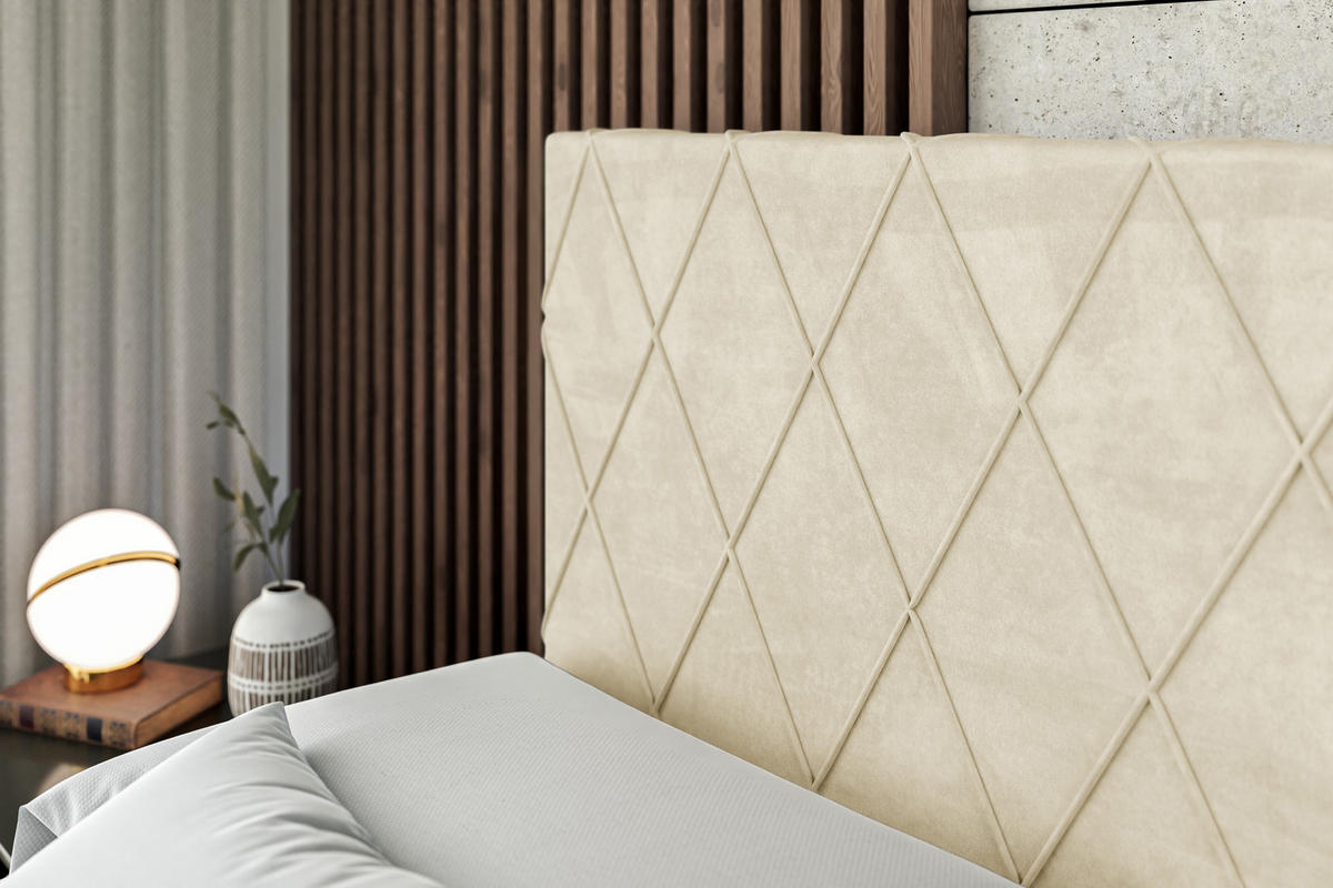 BOXSPRINGBETT LEPARO KING - 180 x 200 - H3/H4 - Beige - Beige, Holzwerkstoff (180/200cm) - ALTDECOR