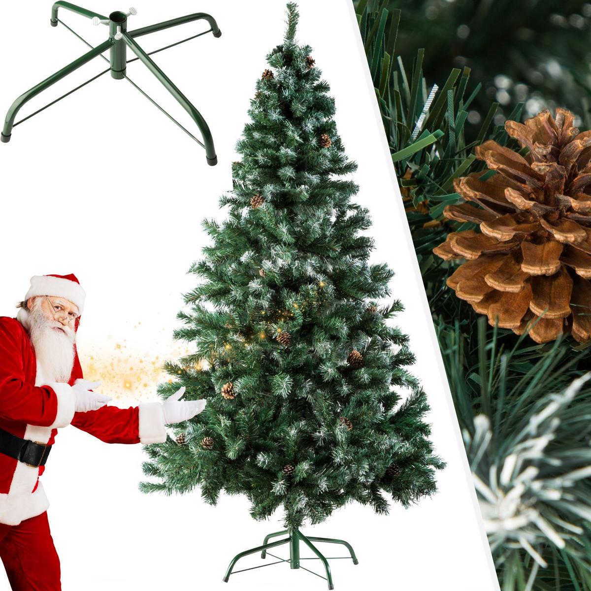 WEIHNACHTSBAUM ,inklusive Metallständer mit Kunststoffkappen,grün - Grün, Kunststoff (180cm) - tectake