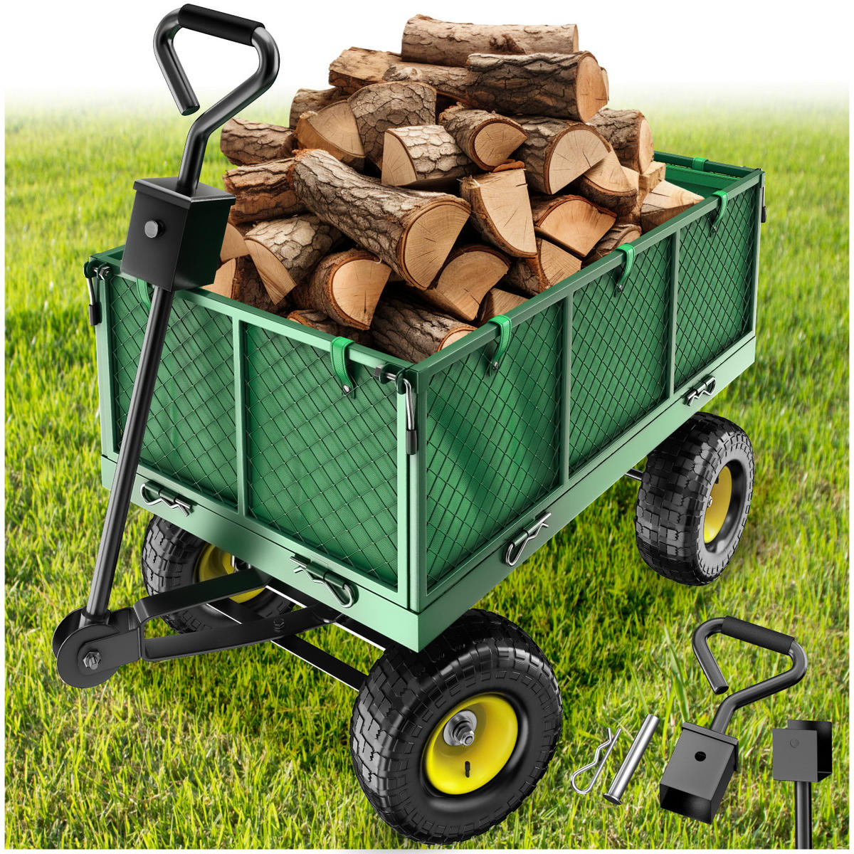 BOLLERWAGEN , Belastbarkeit 550 kg, grün - Grün, Metall (51.5/65/114cm) - tectake