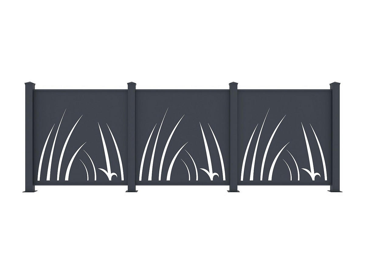 ZAUN - 102.5cm x 7.6cm - Aluminium - anthrazitgrau - BRAMENO - Anthrazit, Metall (102.5/100cm) - Vente-Unique