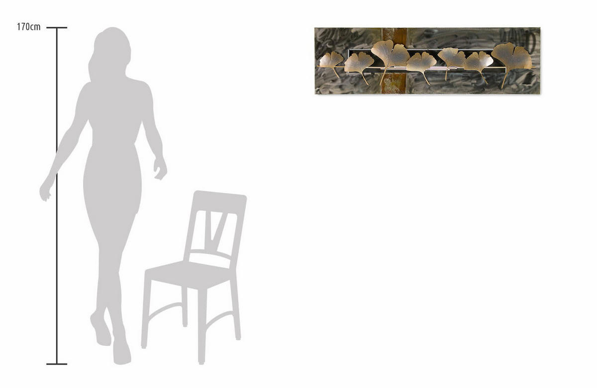 WANDDEKO Gold 108/33 cm - Goldfarben, Metall (3.5/33/5cm) - KUNSTLOFT