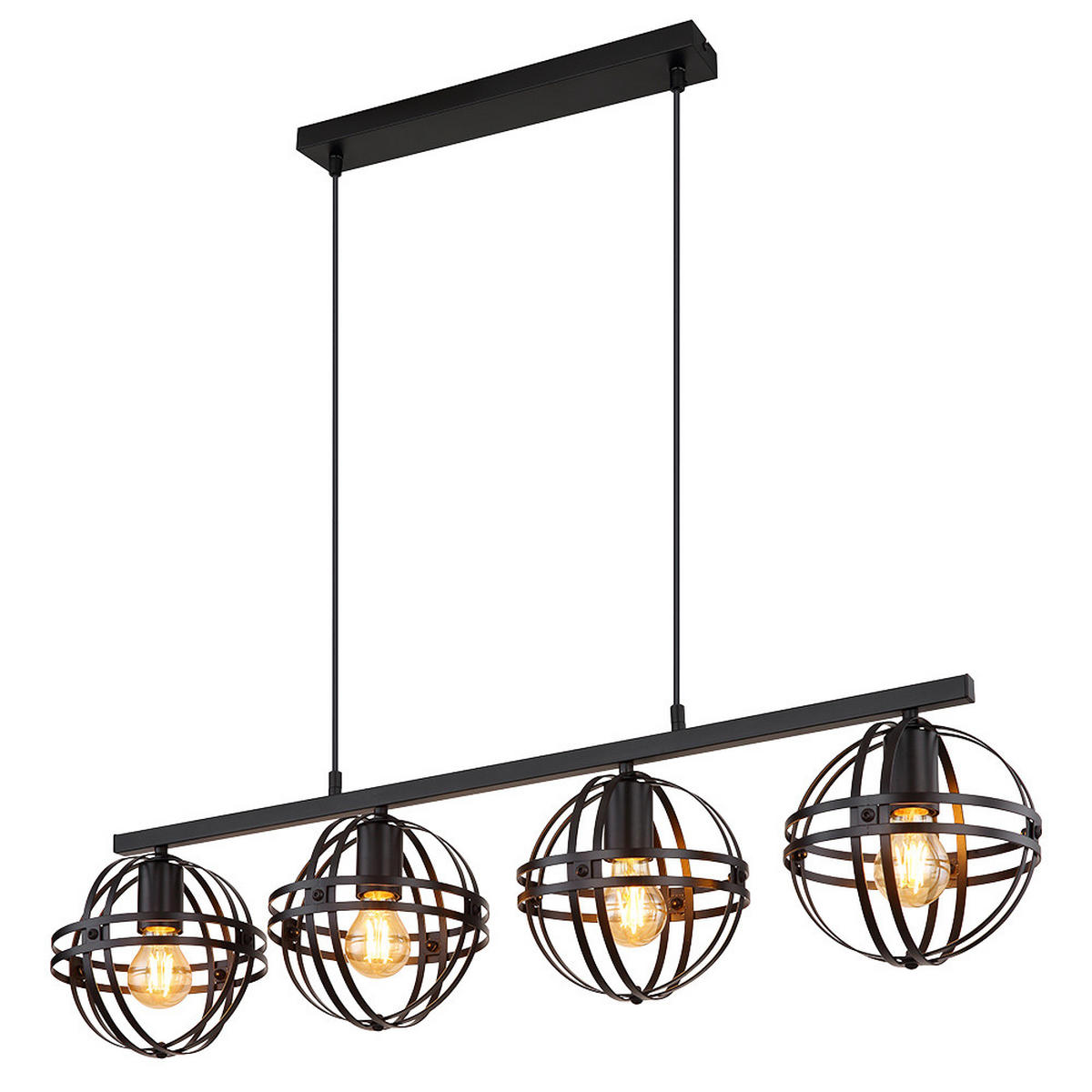 LED HÄNGELEUCHTE Metall Schwarz 4 Flammig - Schwarz, Metall (95/20/120cm) - Globo Lighting