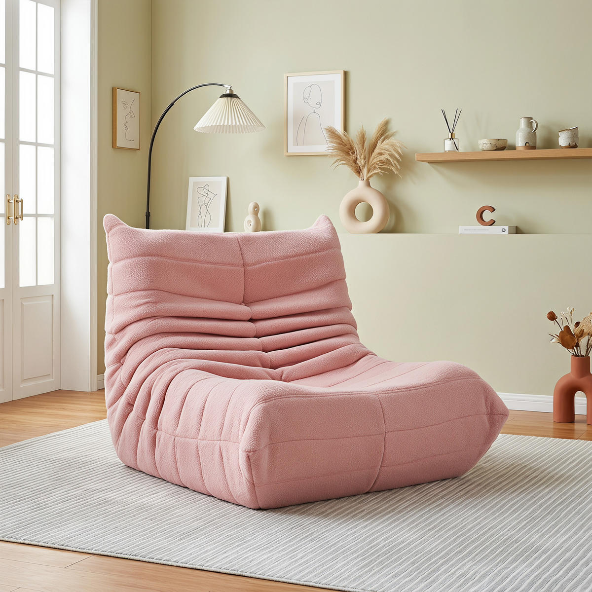 SITZSACK, 105x86x75 cm, Sitzsack in Birnenform, Sherpa-Stoff, Belastbarkeit bis 150 kg, Rosa - Rosa, Textil (86/75/105cm) - GENKI LIVING
