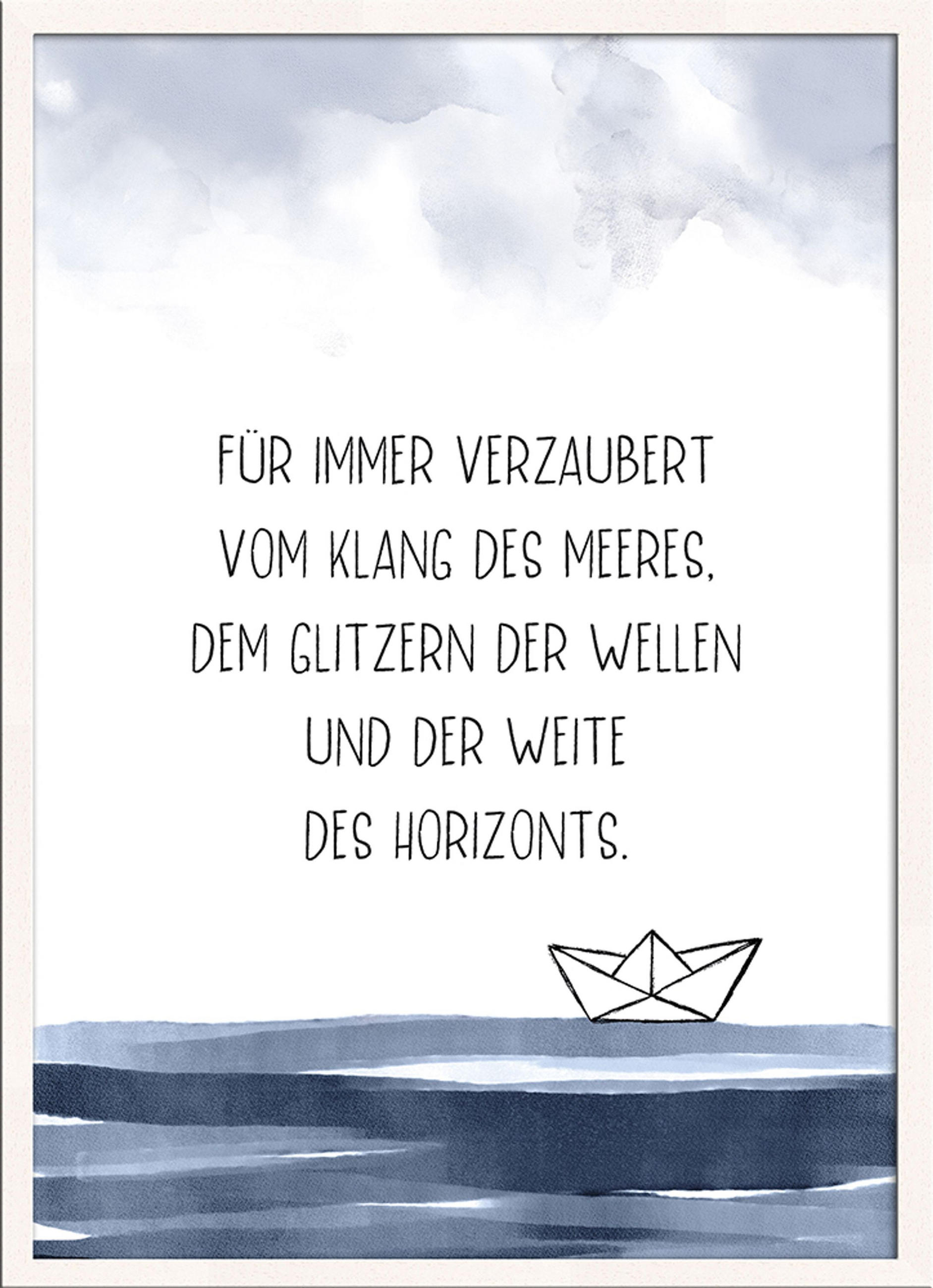 BILD mit Rahmen 51x71 cm Spruch: Meer Reisen - Blau, Holz (51/71cm) - artissimo