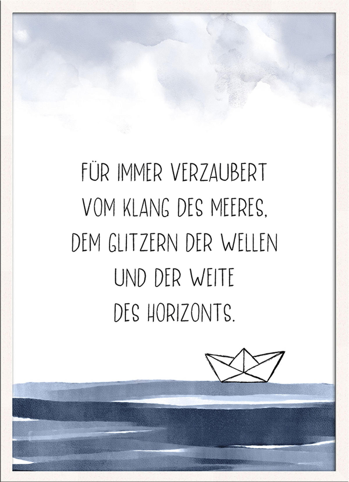BILD mit Rahmen 51x71 cm Spruch: Meer Reisen - Blau, Holz (51/71cm) - artissimo