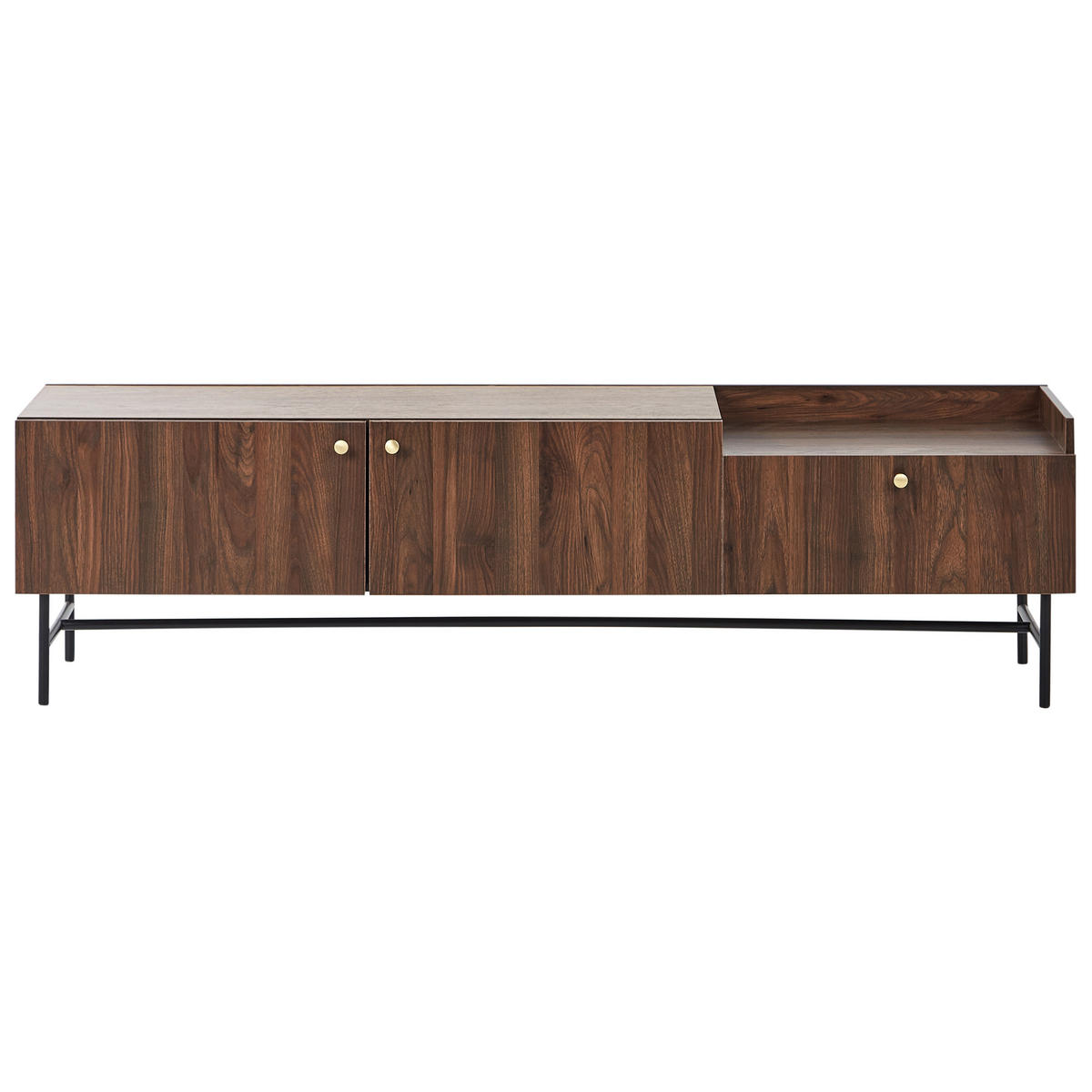 TV-MÖBEL Dunkler Holzfarbton/Schwarz Lismore - Dunkelbraun/Schwarz, Holzwerkstoff (180/50/40cm) - Beliani