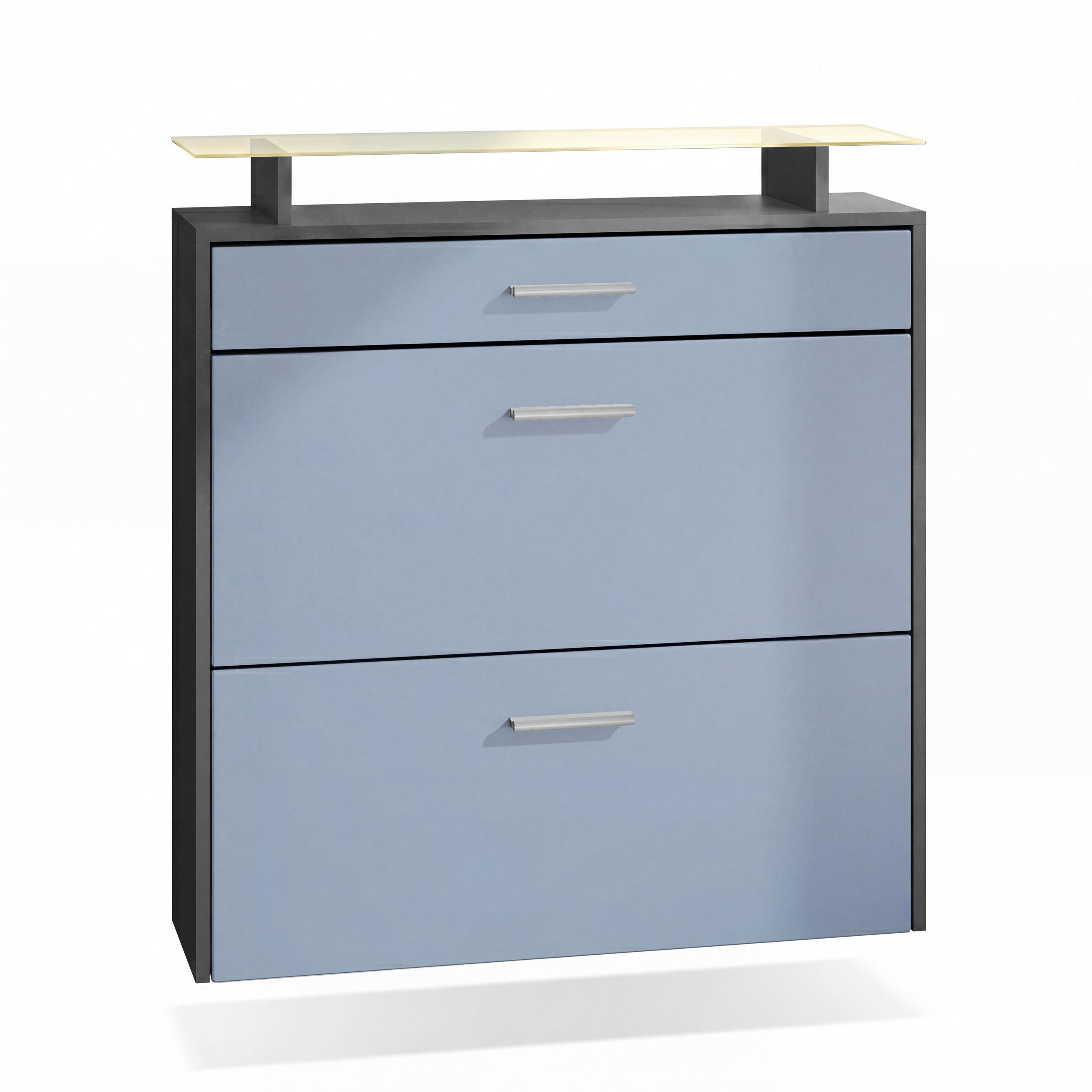 SCHUHSCHRANK Malea Fronten in Denim matt - Pastellblau, Holzwerkstoff (89/96/23cm) - Vladon
