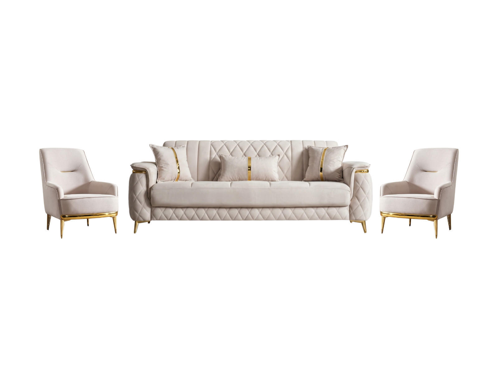 SITZGARNITUR Pasadena, Beige Stellvariante 3+1+1 - Beige, Holzwerkstoff/Kunststoff (240/90/98cm)