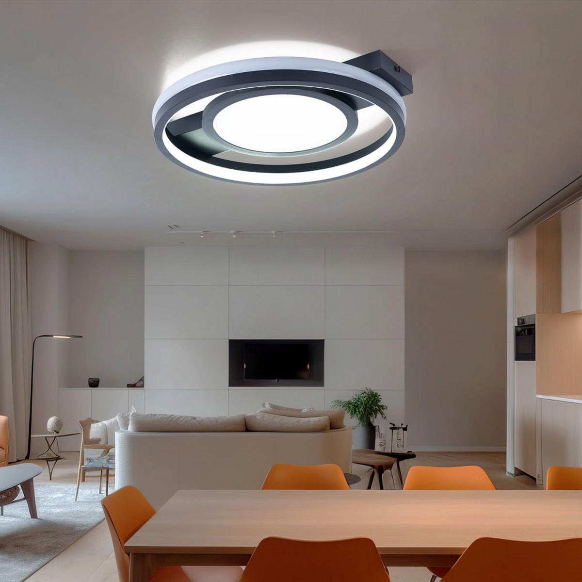 LED DECKENLEUCHTE GISELL Schwarz - Schwarz, Metall (43/40/6.8cm) - Globo Lighting