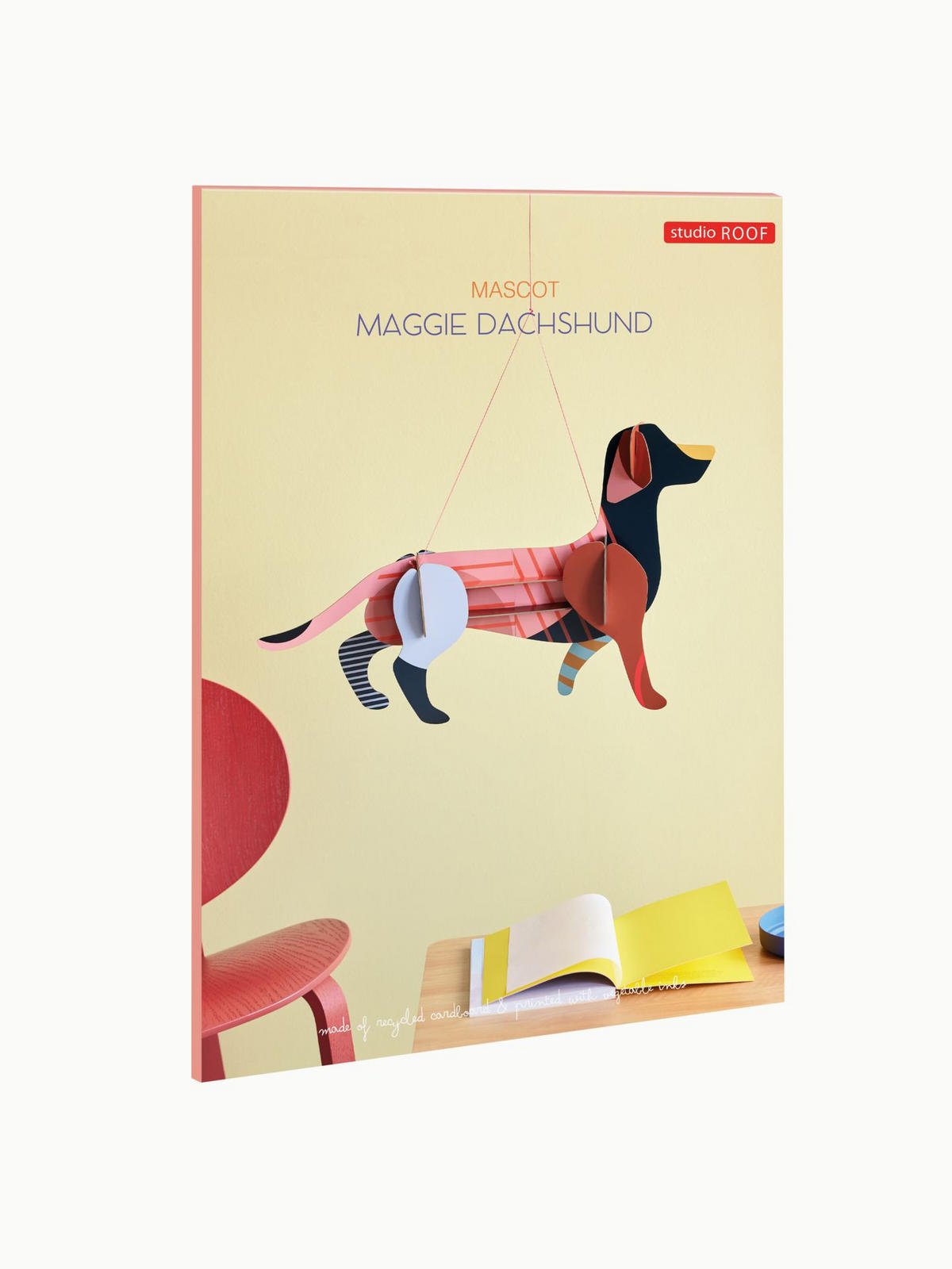 MAL- & BASTELSET, Maggie Dackel, 3D Wandobjekt, Recyclingkarton, studio ROOF - Naturfarben, Karton (58.5/13.6/35.3cm) - ich-zapfe