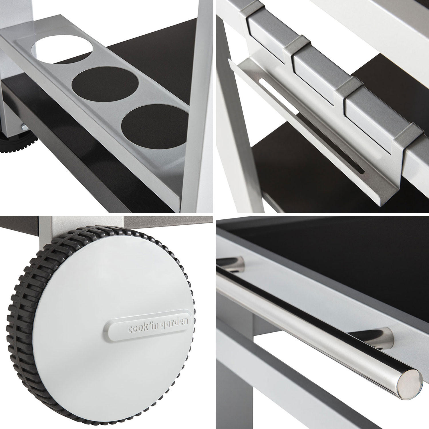 BEISTELLTISCH Media - Grau, Metall (65/80/90cm) - Cook'in Garden