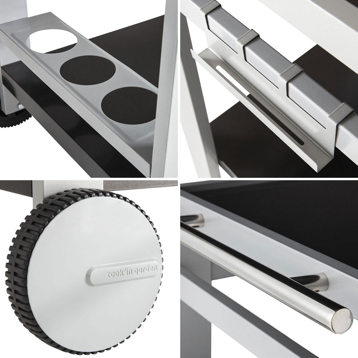 BEISTELLTISCH Media - Grau, Metall (65/80/90cm) - Cook'in Garden