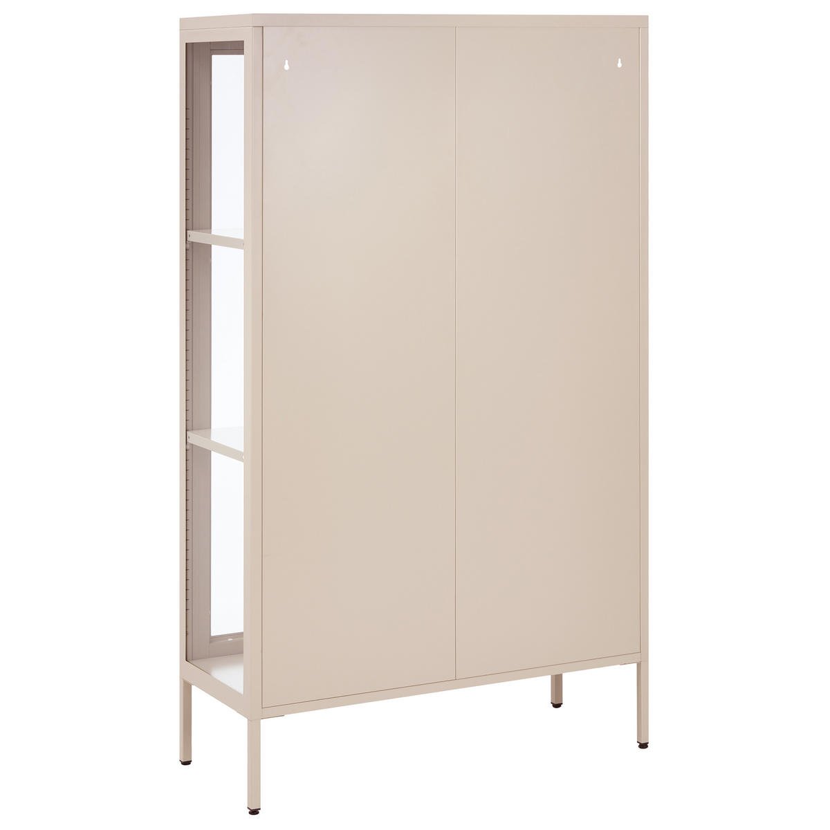 VITRÍNA se skleněnými dveřmi Kov 90 cm Béžová Nash - béžová, kov (90/150/35cm) - Beliani